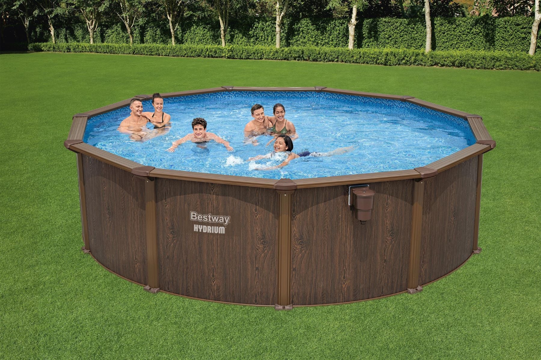 2025 16 voet x 52 inch houtlook ronde Hydrium stalen zwembadset voor opzetzwembad