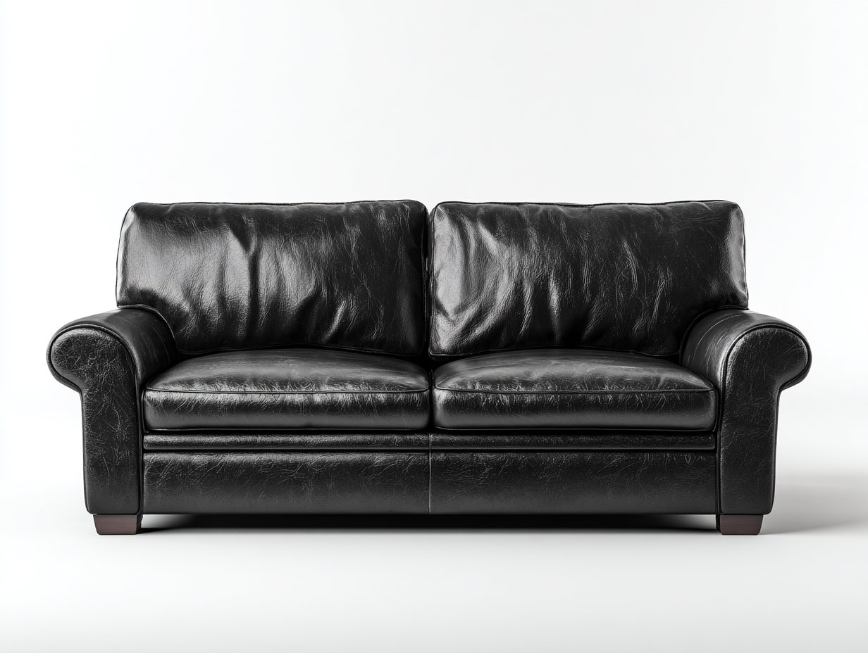 Zweisitzer Sofa Kunstleder 168x92x86 cm Schwarz - Klassisches Design - Für Wohnzimmer