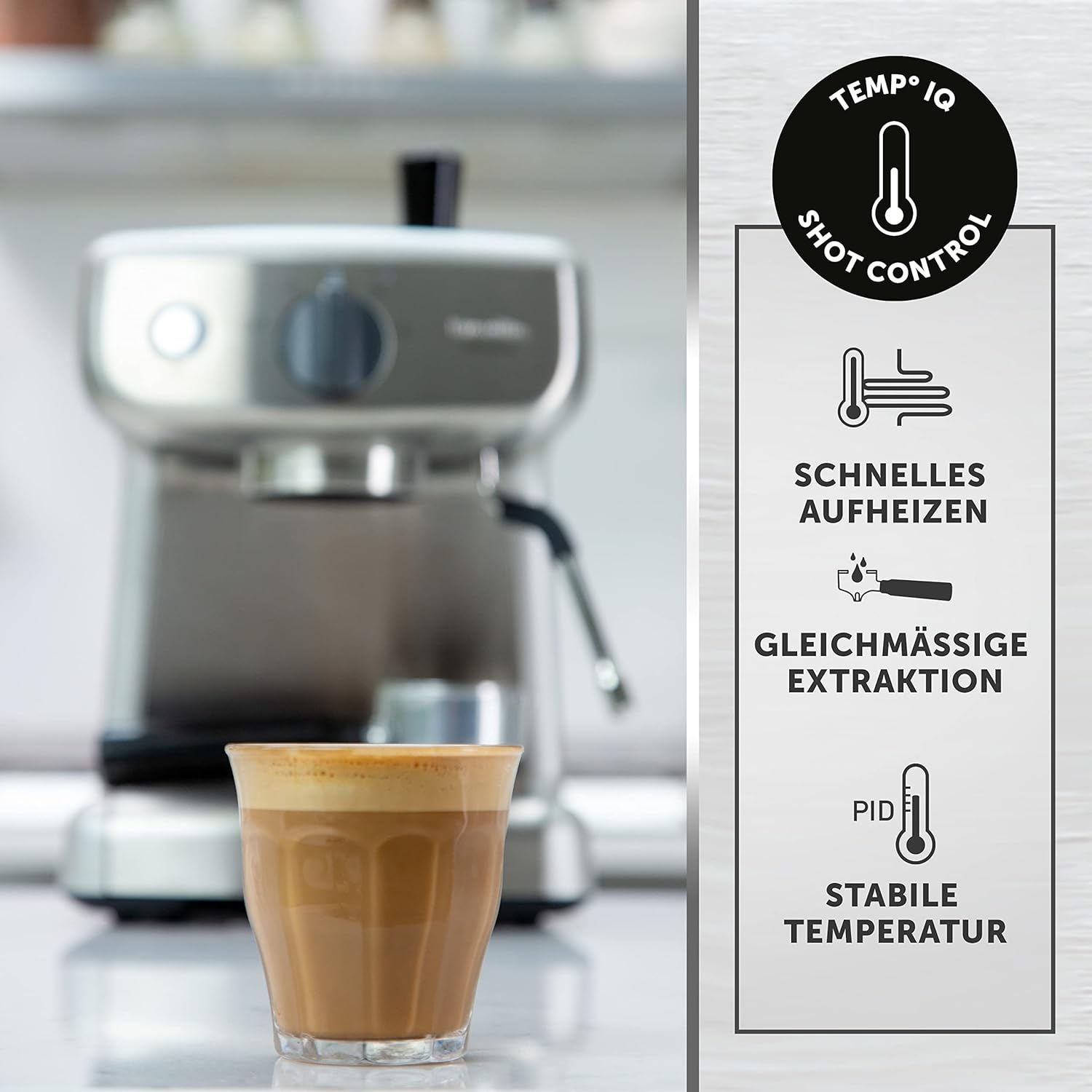 Breville Barista Max Siebträgermaschine | Espressomaschine/Kaffeemaschine mit integriertem Mahlwerk und Milchaufschäumer| 2,8-l-Wasserbehälter | Italienische Pumpe mit 15 Bar | Edelstahl [VCF126X]