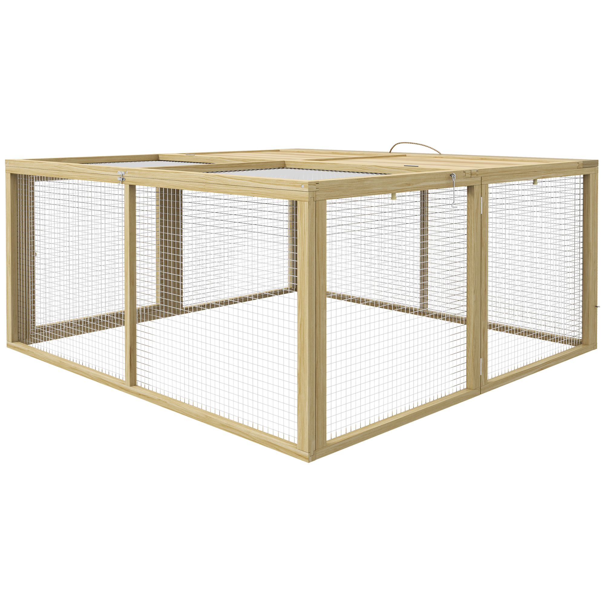 Kleindierenkooi, Konijnenstal met Opklapbaar Dak, Grenenhout, 120x120x57cm, Natuur