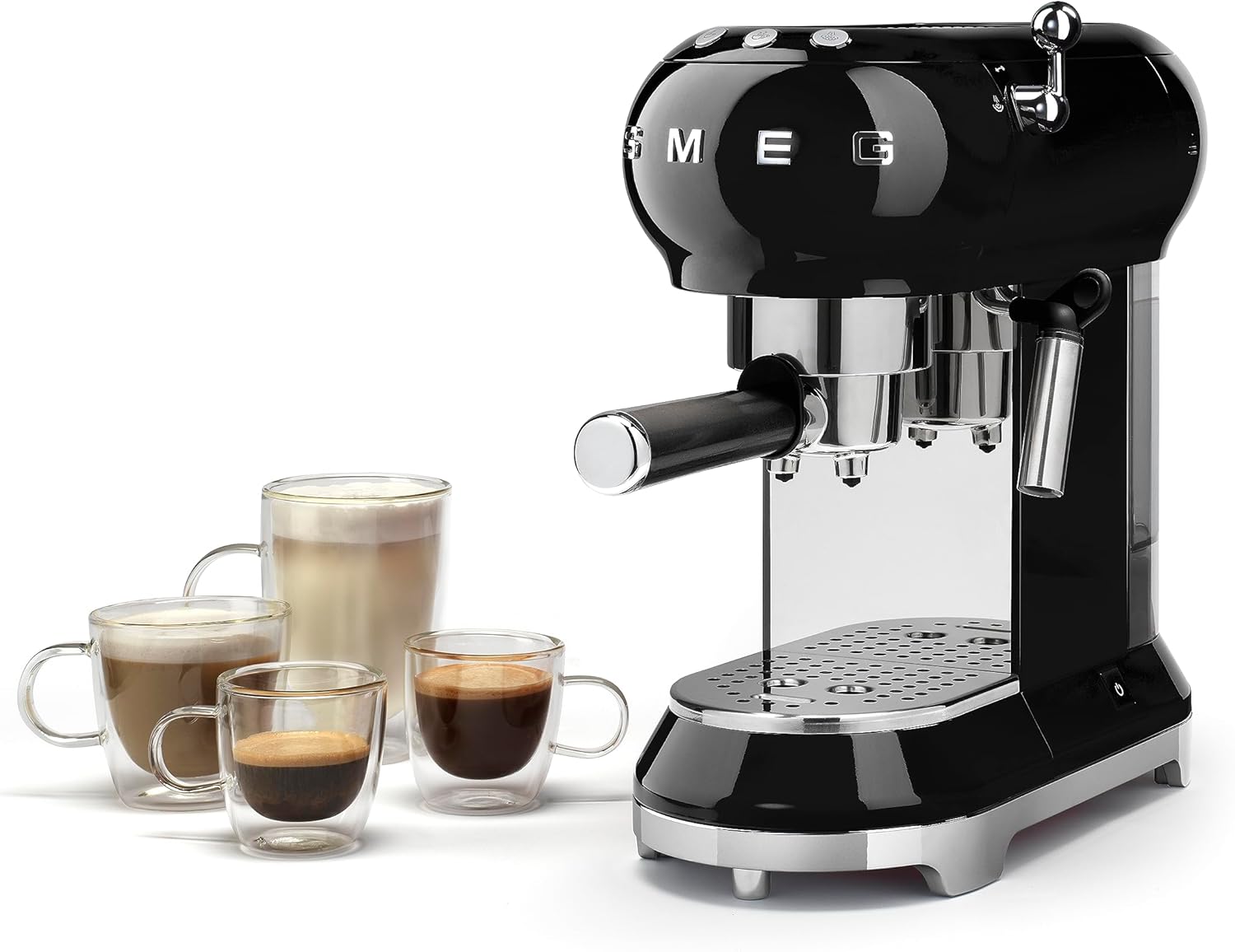 Smeg, ECF01PGEU Manual Espresso-Kaffeemaschine, Cappuccino -System, Thermoblock, groe Tassengehuse und Doppelkaffeefunktion, 1 l Wassertank, kompakte Abmessungen, 1350W, Pastellgrün