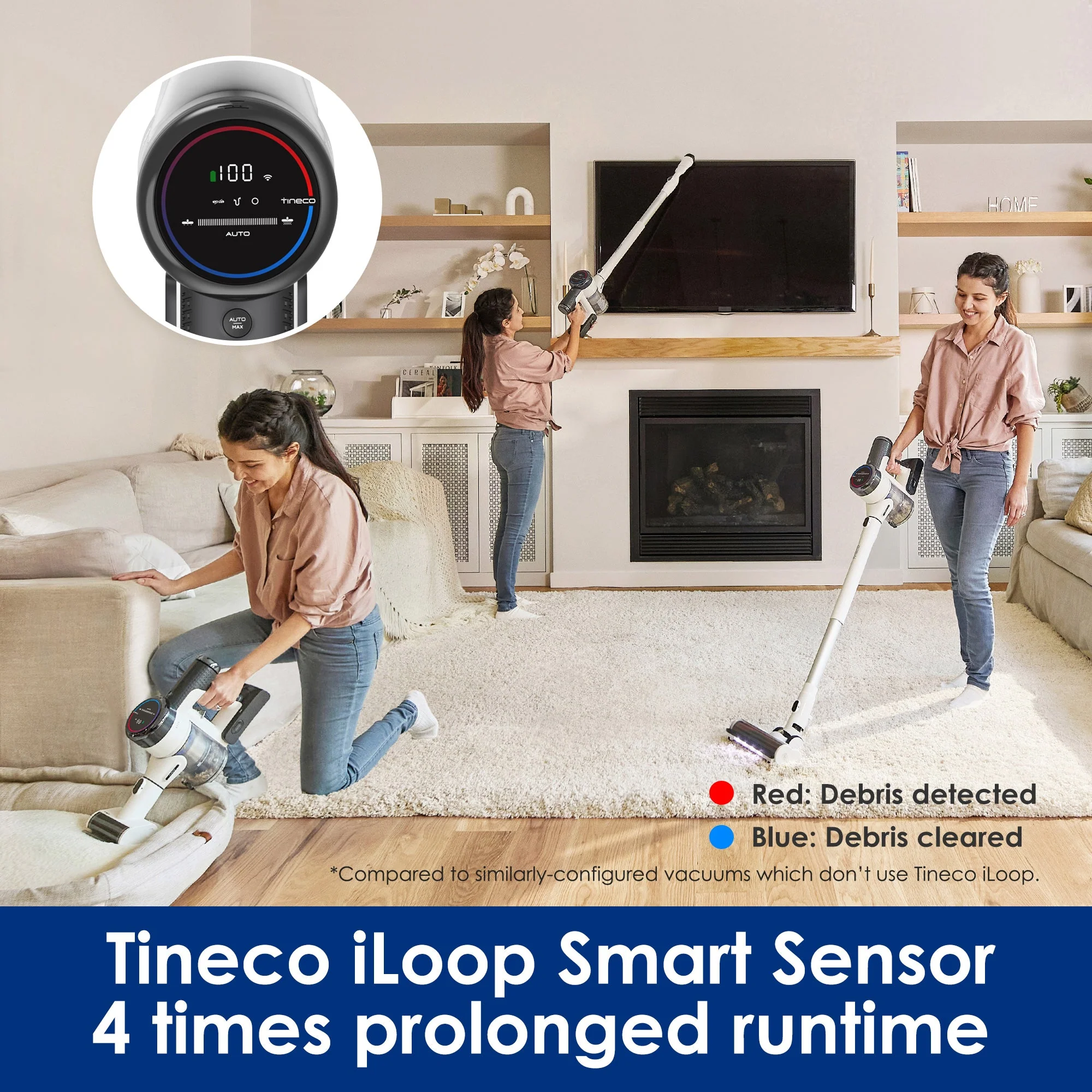 Tineco S15 Draadloze Stofzuiger �C iLoop Slimme Sensor, ZeroTangle Borstel en PureCyclone Technologie