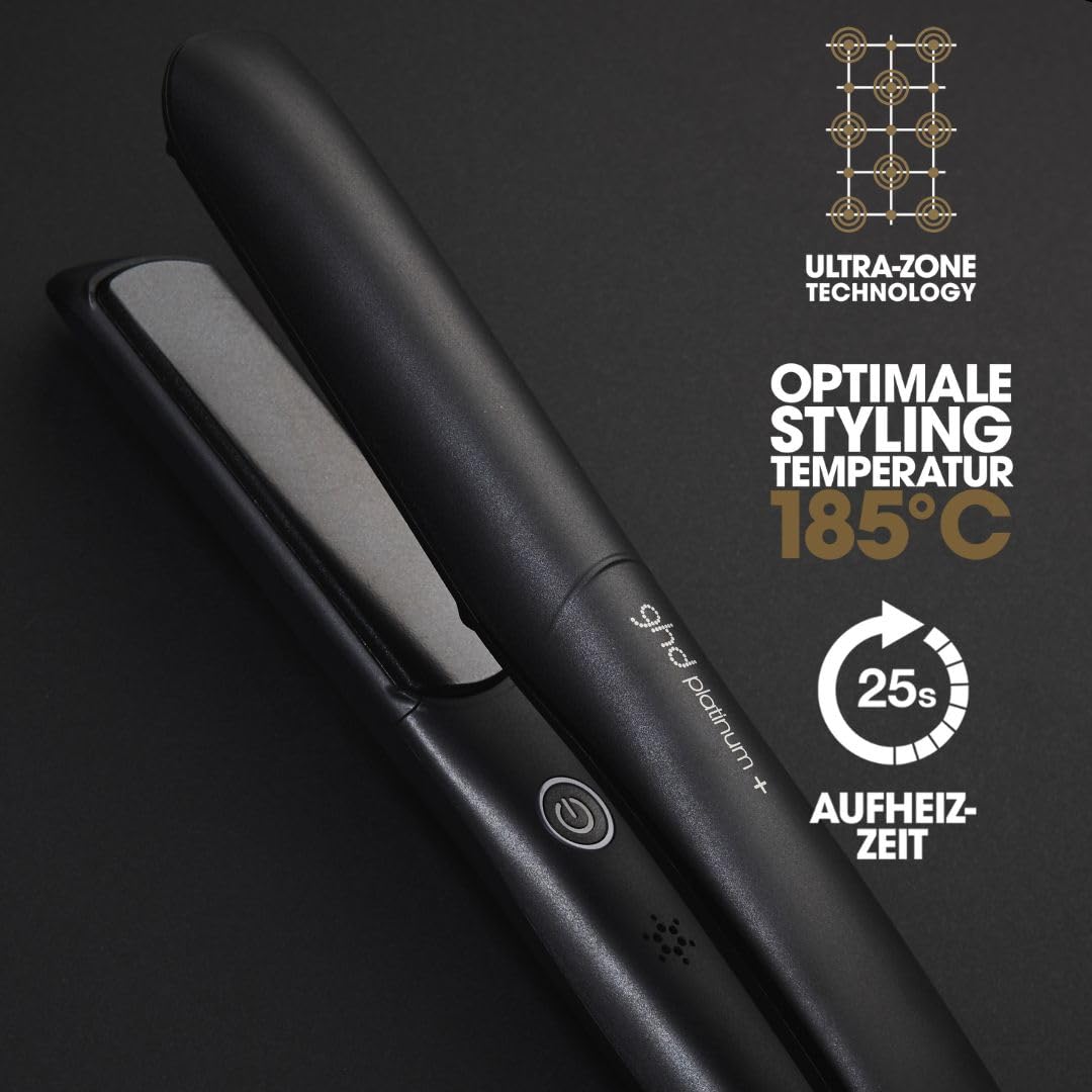 ghd Platinum+ Haarglätter & Professioneller Styler in Schwarz - Stärkeres Haar, Mehr Glanz, Farbschutz - Für Alle Haartypen