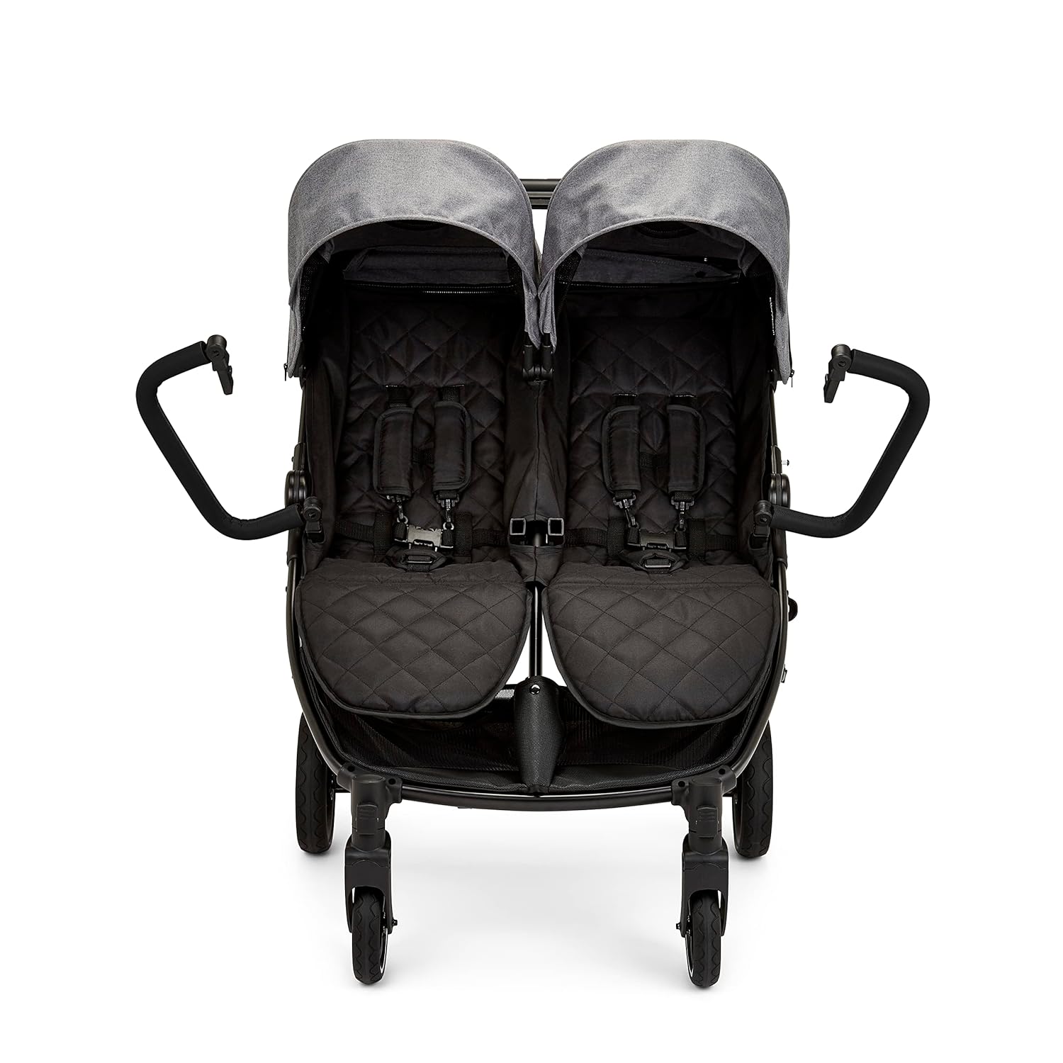 Venus Max Doppel kinderwagen - geeignet von Geburt bis 15 kg (ca. 3 Jahre), kompakter, leichter, faltbarer Zwillingskinderwagen, inklusive Regenschutz und Fußwärmer (Biscuit)