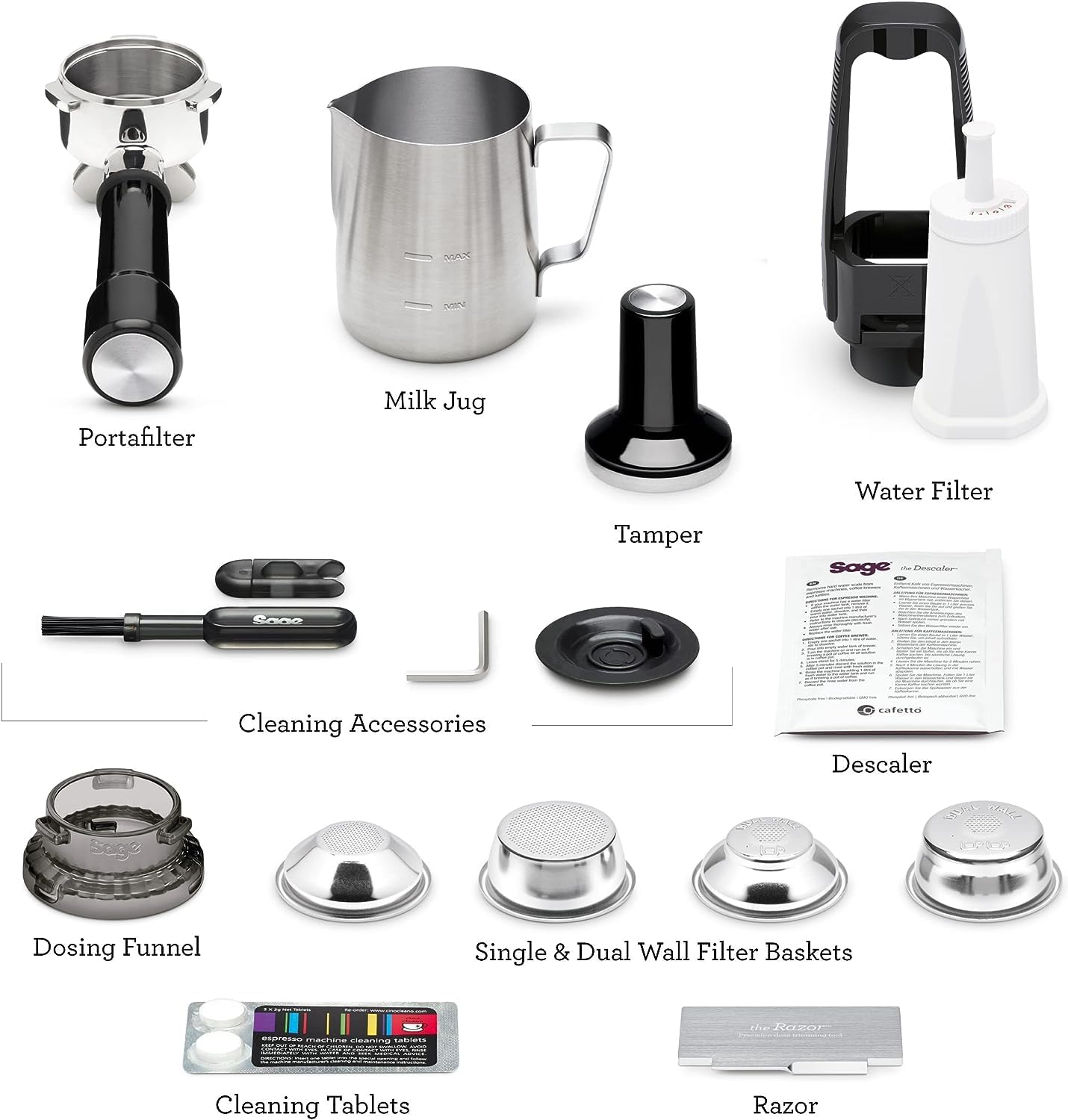 Sage Appliances the Barista Pro Espressomaschine und Kaffeemaschine mit Milchaufschäumer, Siebträgermaschine, SES878BTR, Mattschwarz
