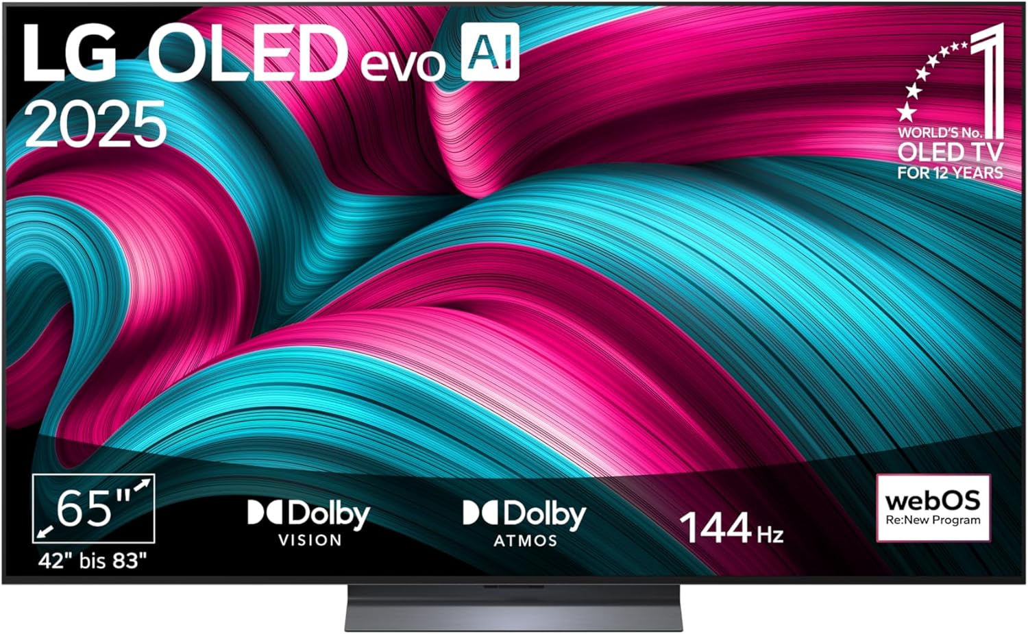 LG OLED65C5ELB TV 65 Zoll (165 cm) 4K OLED evo AI TV (α9 Gen8 4K AI Prozessor, webOS 25, 120Hz (VRR bis zu 144Hz)) [Modelljahr 2025]