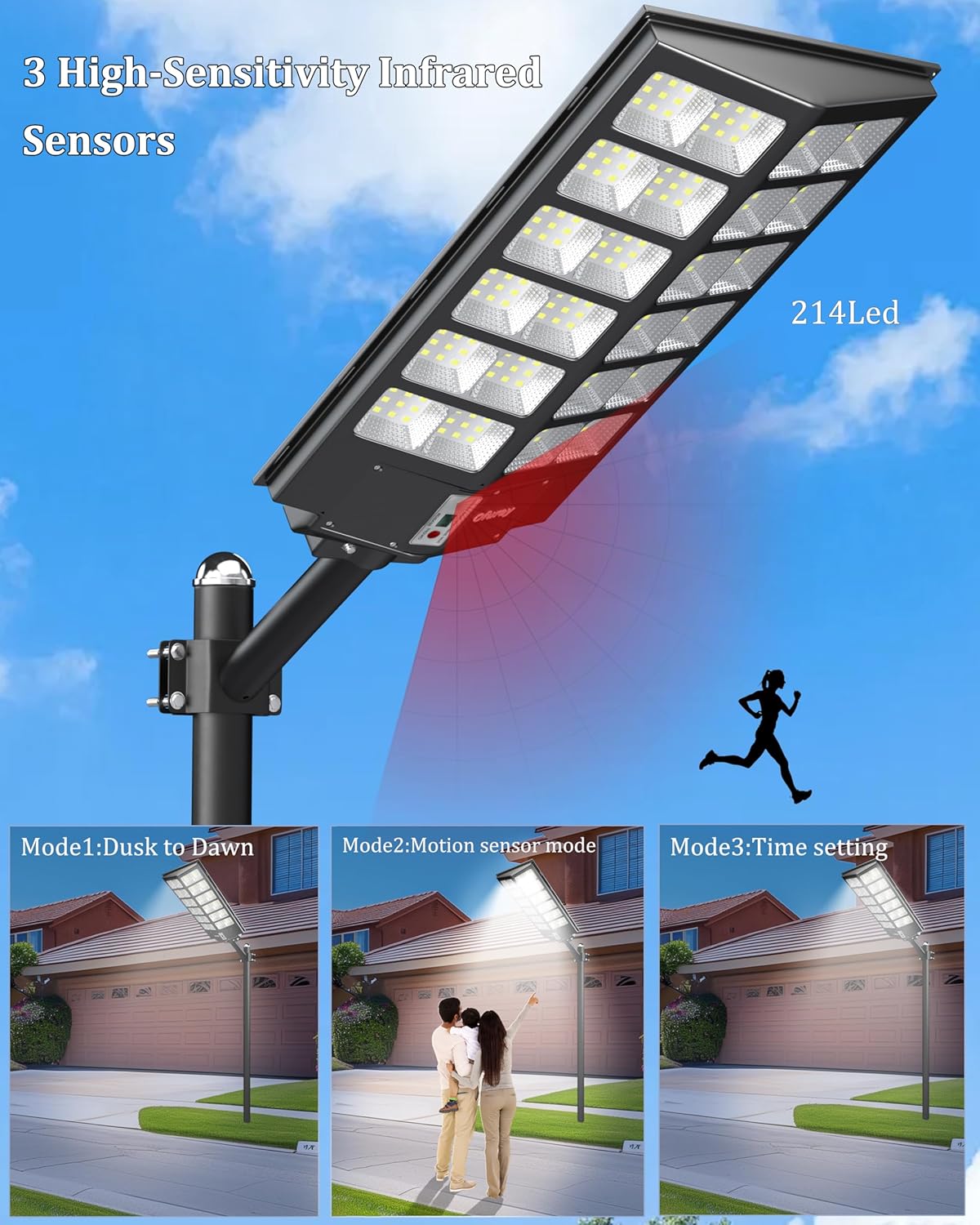 Ofuray Of-9800W Solar Straßenlaterne für Außen, Solarlampen mit Bewegungsmelder, 6500K Superhelle Led Solar Strahler Außen mit Fernbedienung, IP67 Wasserdicht Solarleuchte für Gärten, Garage, Straßen