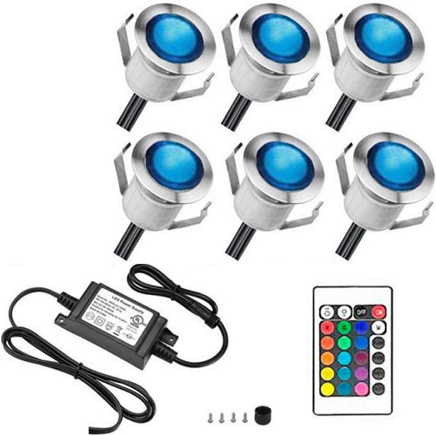 RGB-LED-Deckleuchten, IP67, wasserdicht, für den Außenbereich, 16 Farbwechsel, Landschaftsbeleuchtung mit Fernbedienung, energieeffiziente Gartenbeleuchtung (6 Stück)