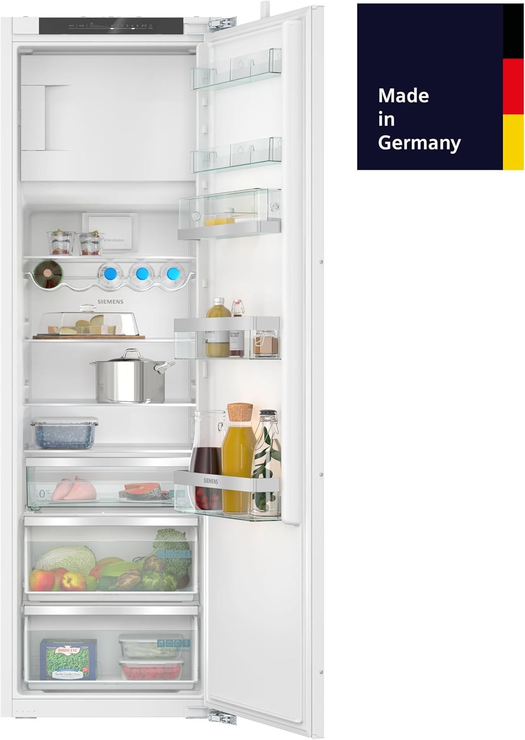 Siemens KI82LADD0 iQ500, Einbau-Kühlschrank mit Gefrierfach, 177,5 x 56 cm Nische, 246 L Kühlen & 34 L Gefrieren, Made in Germany, hyperFresh für längere Frische, schnell Kühlen, Leise, Flachscharnier