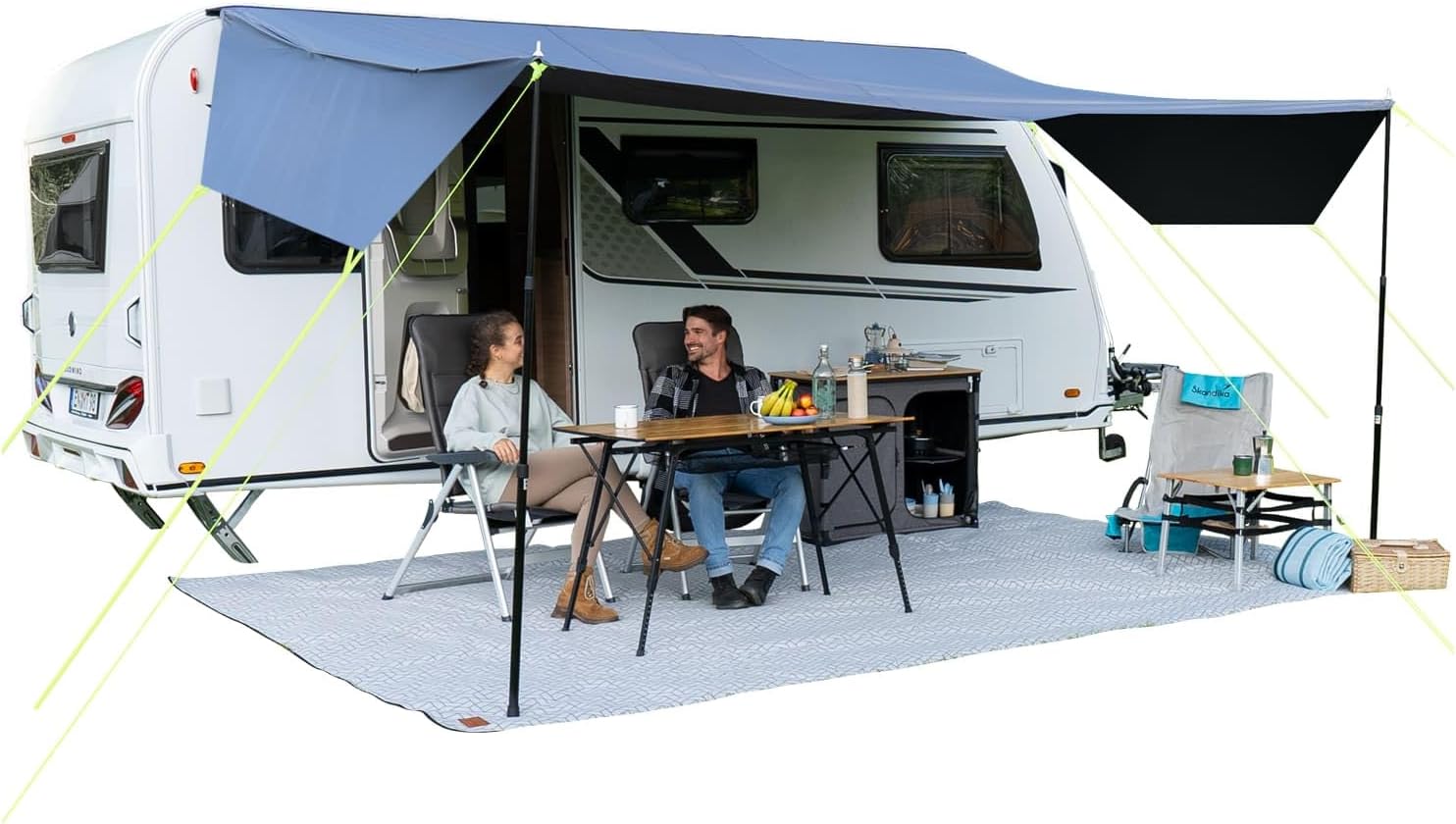 Skandika Vordach Freeway 300x300 | Sonnensegel mit Keder, Caravan Tarp, Markise für Wohnwagen, Sonnendach, Vorzelt, UV-Schutz 50+, 3000 mm Wassersäule, Sonnenvordach | Wohnmobil, Camper, Bus