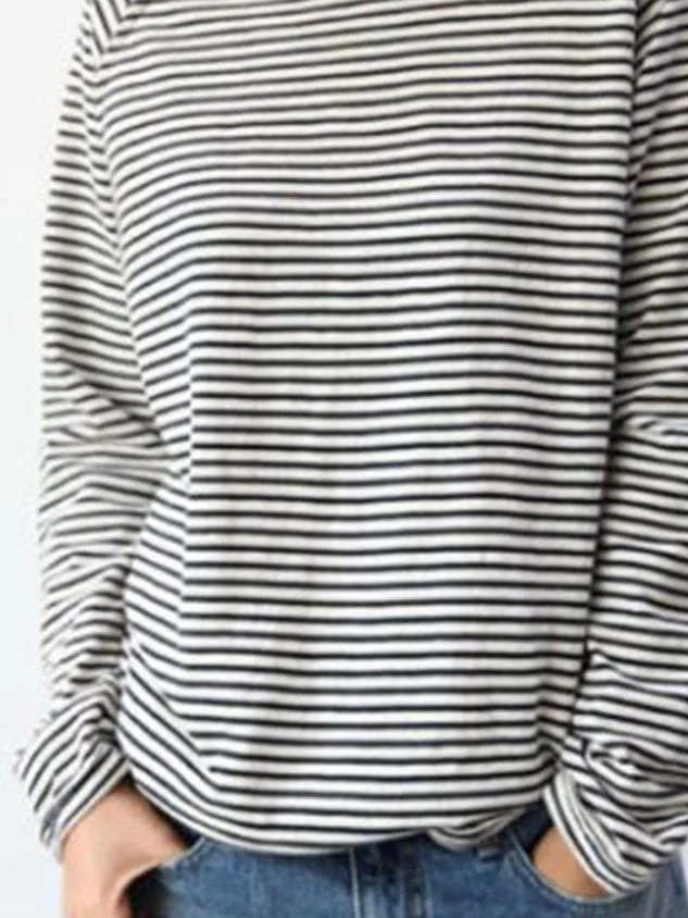 Gestreiftes Longsleeve Damen | Bequemes Langarmshirt mit Rundhals | Locker sitzendes Sweatshirt im maritimen Streifen-Look