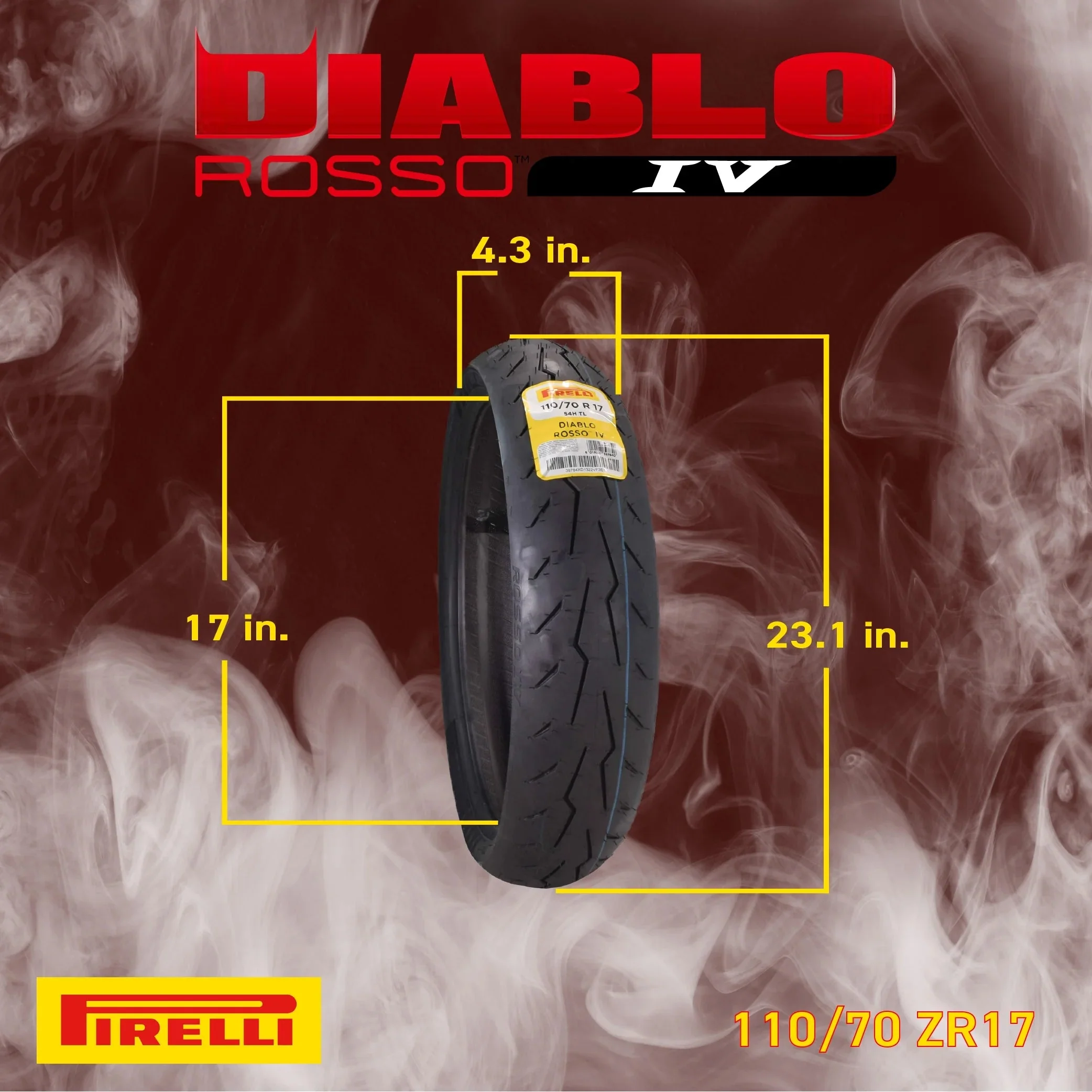 Pirelli Diablo Rosso IV Motorcycle Tires Set �C Front 110/70ZR17 & Rear 190/55ZR17 with Bonus Keychain