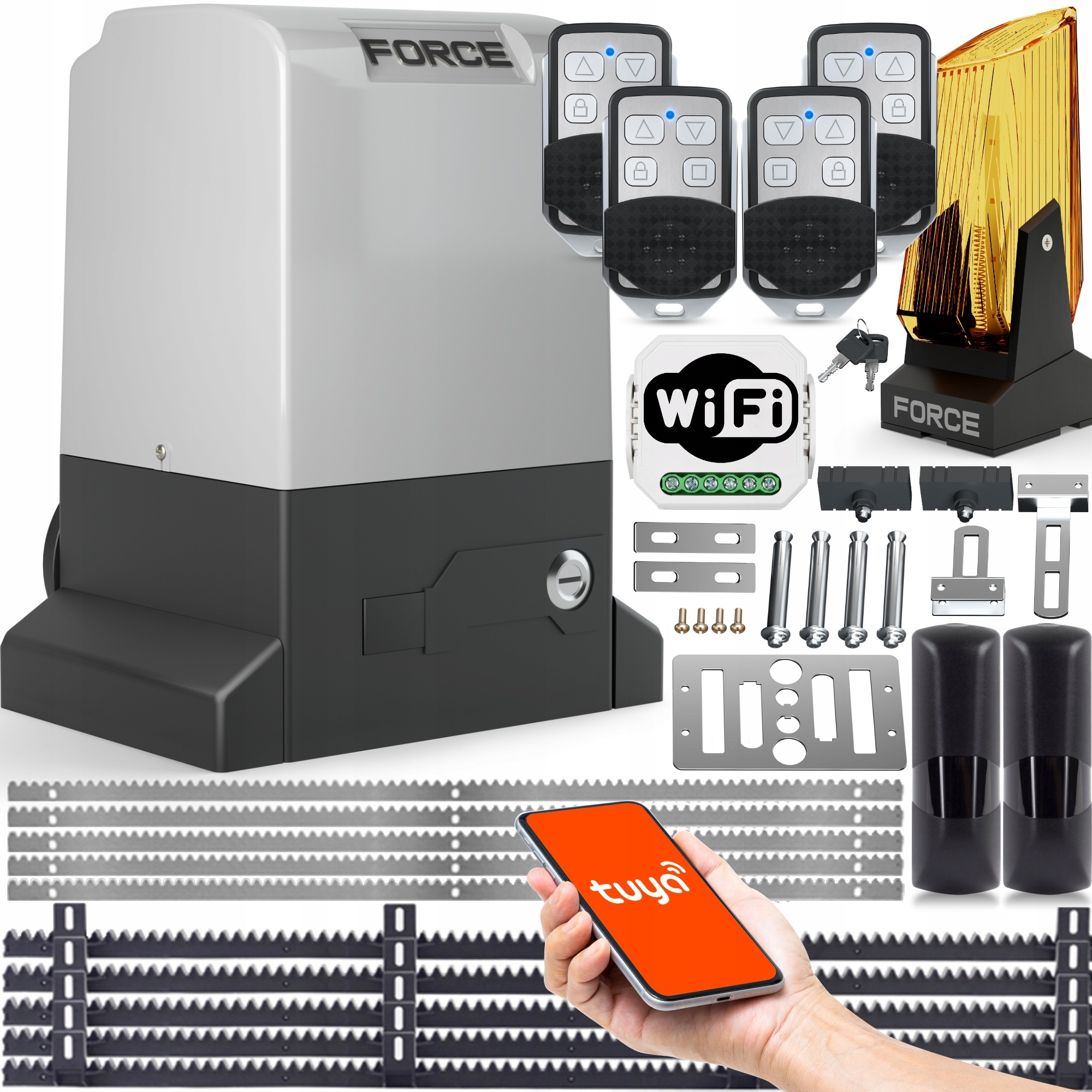 ZESTAW DO BRAM PRZESUWNYCH FORCE 760 4x PILOT 5x LISTWA LAMPA WIFI