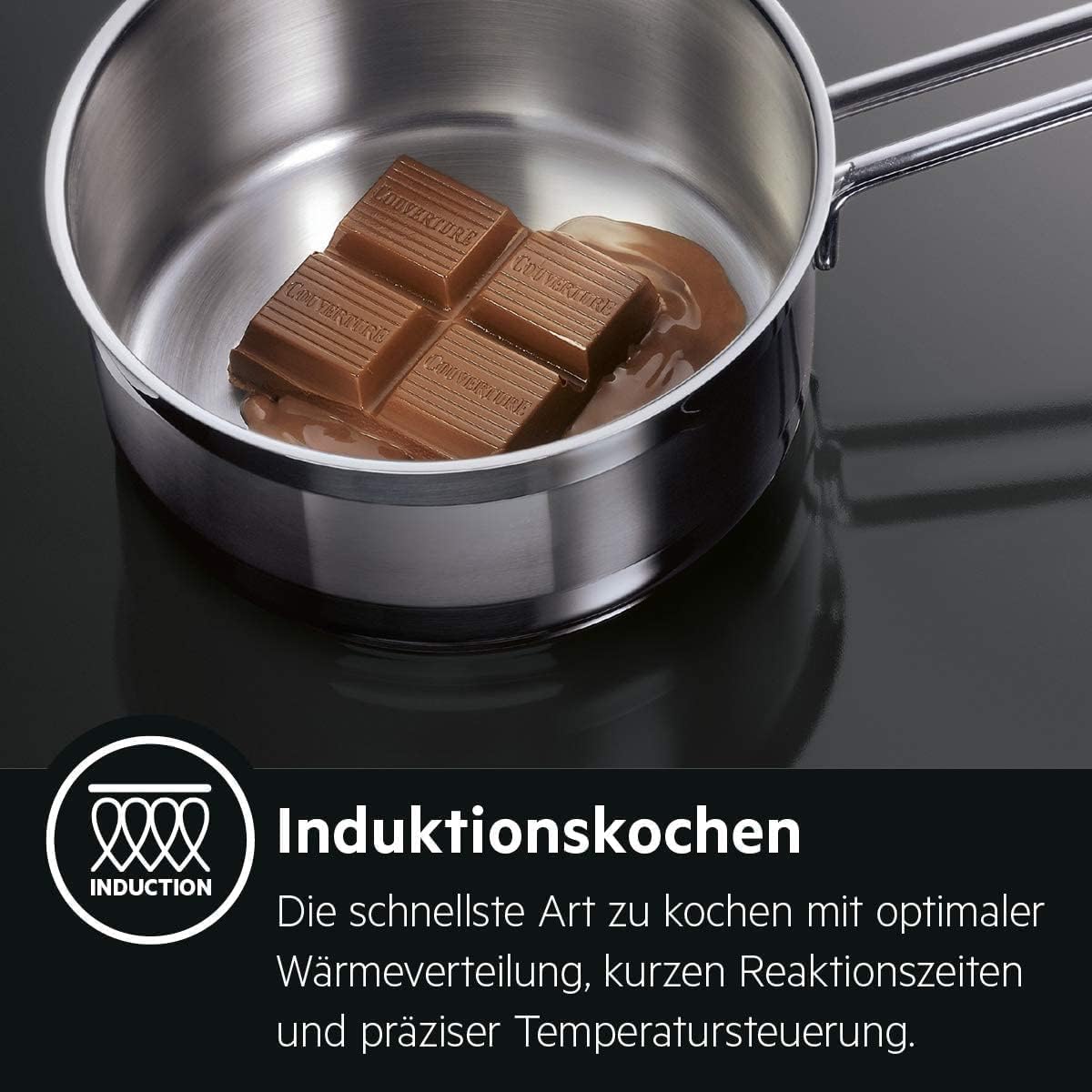 AEG Induktionskochfeld autark 80cm mit Dunstabzug / Made in Germany / 4 Flex-Kochzonen mit Bridge (Kombination 2er Zonen) / Auto-Funktion des Dunstabzugs / Aktivkohlefilter / COLI84COXB
