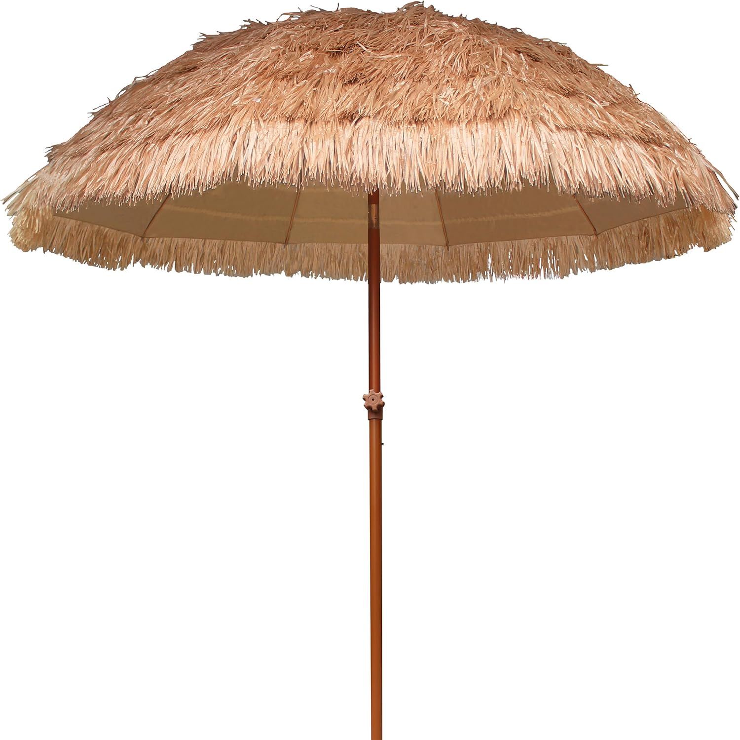 AMMSUN 2.3m Hawaiian Tiki Beach Umbrella - UPF 50+, Tilt, Natural