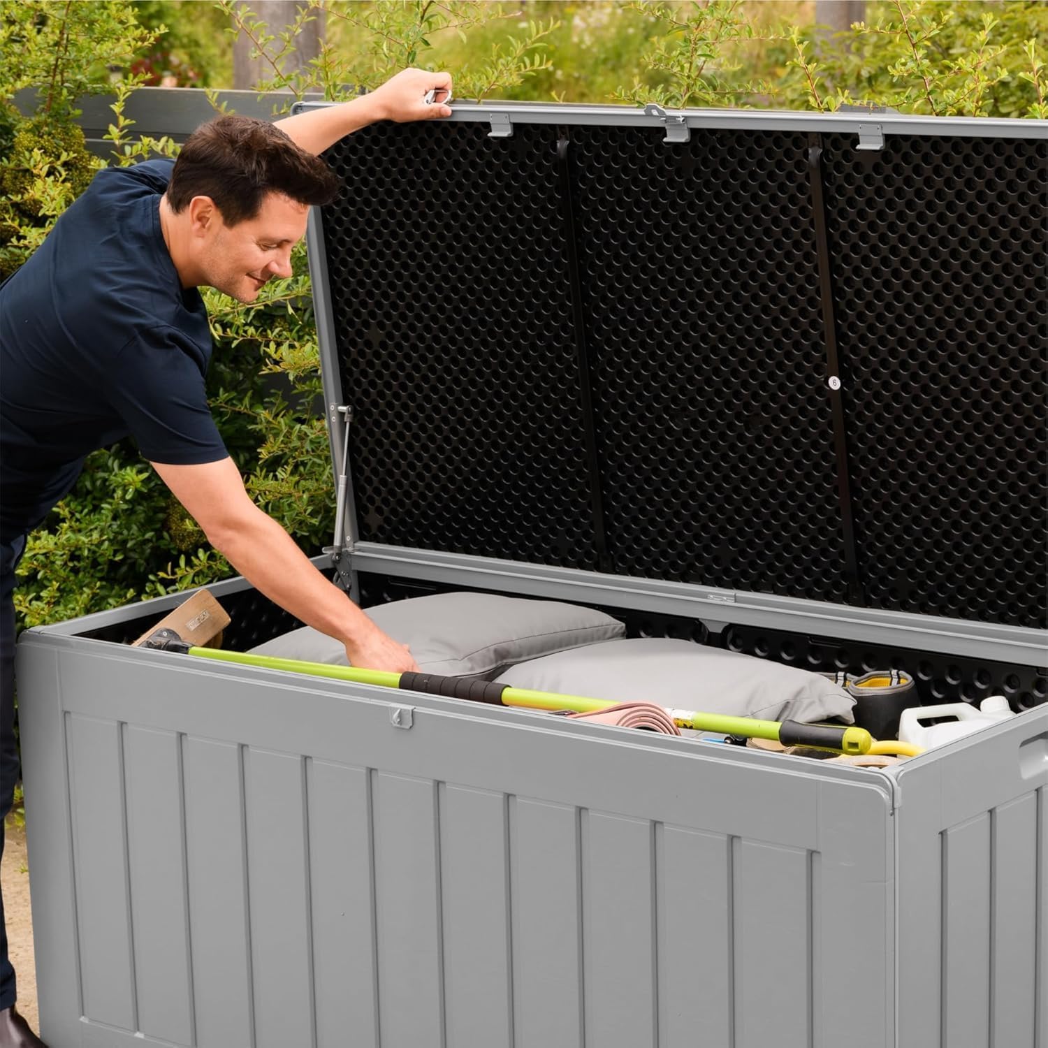 Olsen & Smith Aufbewahrungsbox XXL 830L Gartenbox Mit Deckel Groß, Auflagenbox Wasserdicht Kissenbox, Gartenschrank Für Kissen Und Storage Boxes Für Garten Balkon Terrasse Anthrazit Paketbox