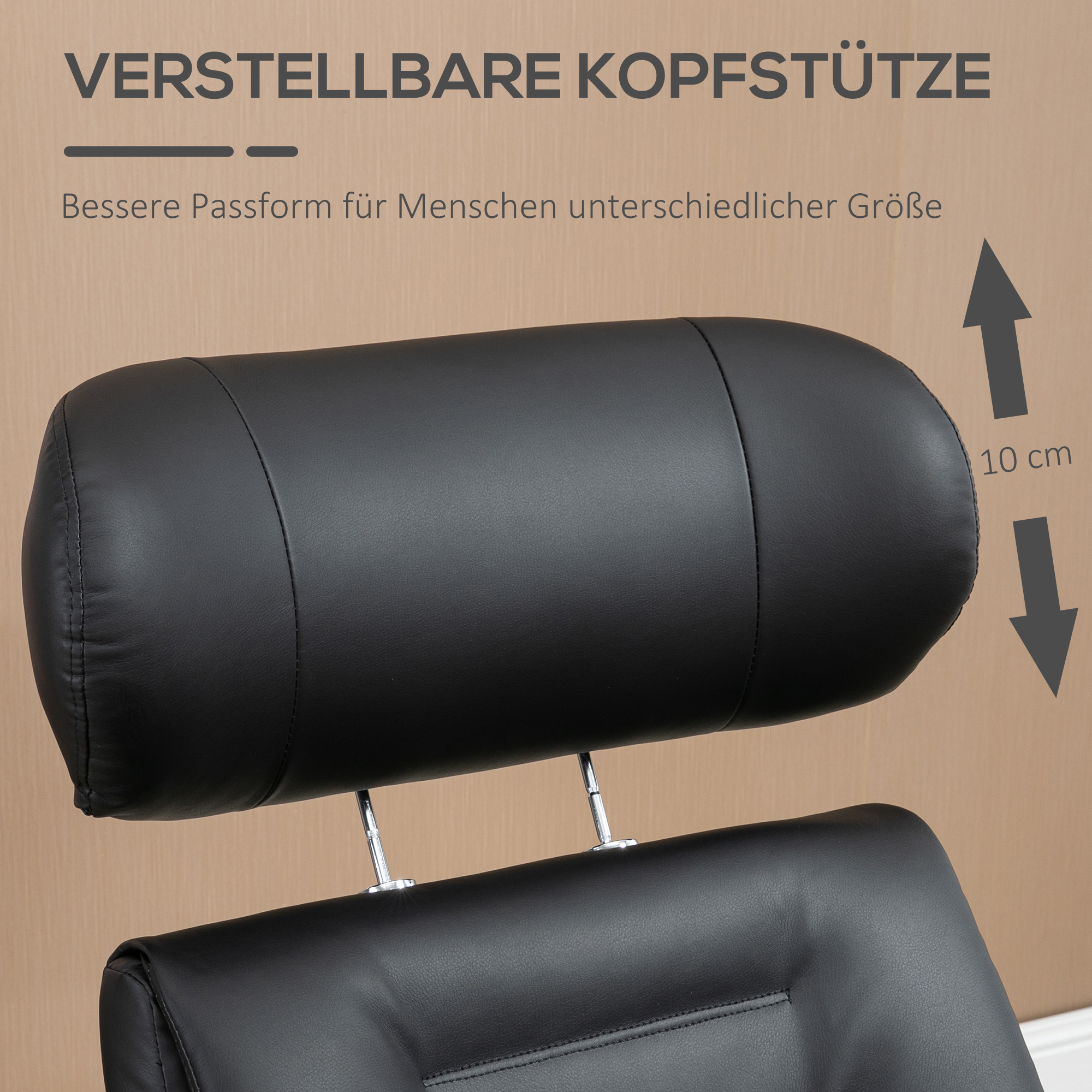 Fauteuil met voetenbank, 360° draaibaar, ligfunctie, leesstoel, zwart, 80 x 84 x 108 cm