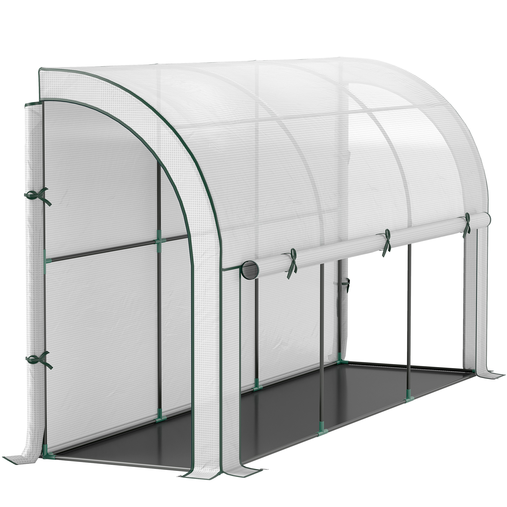 Muurgemonteerd Kas, Toegankelijk Plantenhuis, Kunststof Zeil, 300 x 80 x 157 cm, Wit