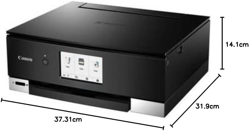 Canon PIXMA TS8750 Multifunktionsdrucker 3in1 (Tintenstrahl,Drucken, Kopieren, Scannen, A4, 10,8 cm Touch LCD, WLAN, Duplexdruck, 2 Papierzuführungen, 2 x 100 Blatt, 6 Separate Tinten) schwarz