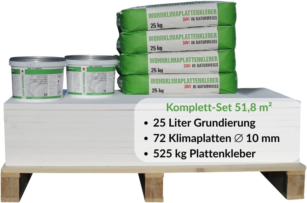 Klimaplatte 10mm Calciumsilikat Dämmplatte, anti Schimmel, für innen, Keller, Feuchtraum, Energiesparend & Dämmend, Set für 51,8 m²