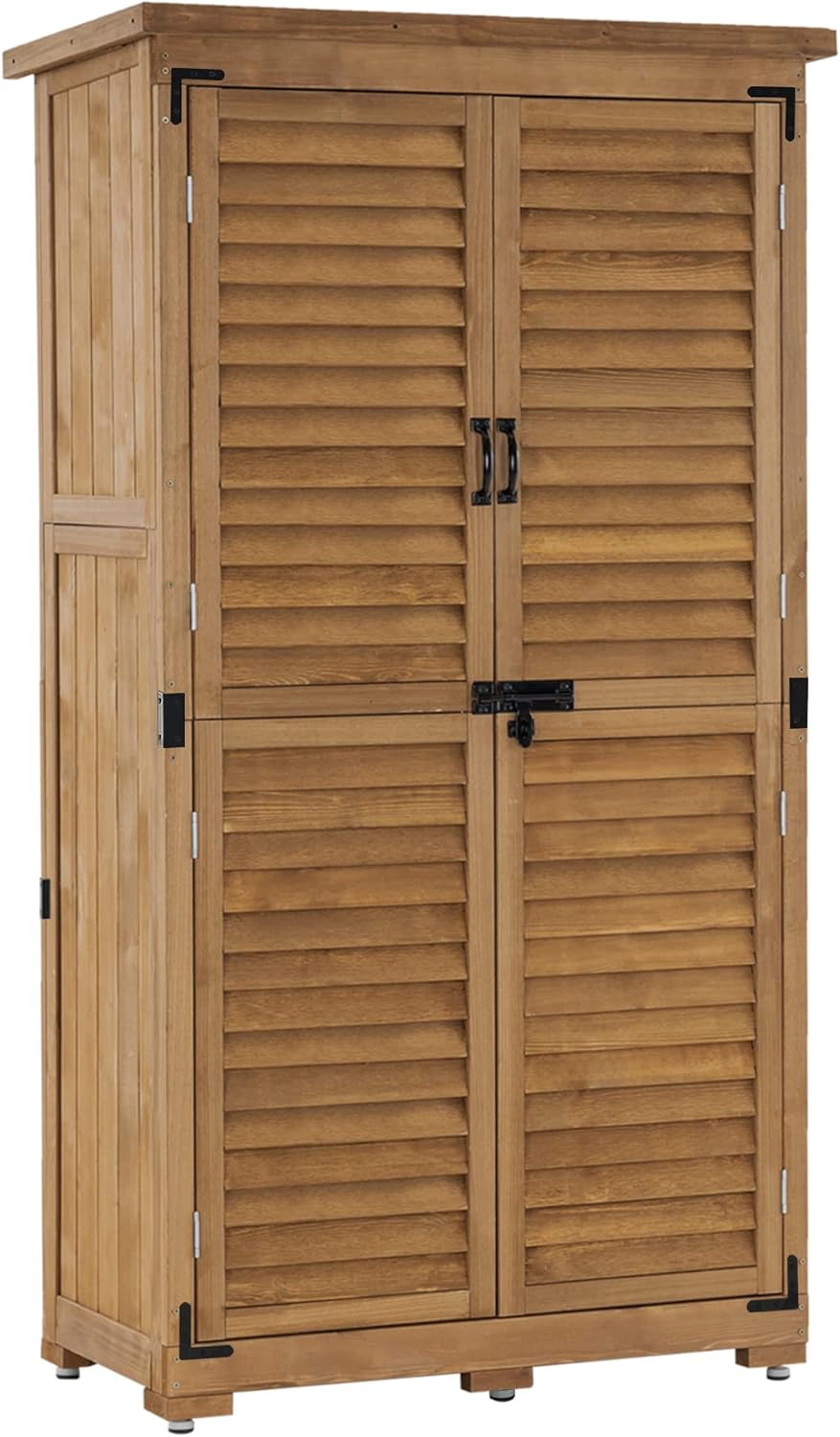 MCombo Gartenschrank Geräteschuppen Werkzeugschrank Outdoor-Schrank Gartenbox 0870 aus Holz Natur, 47 X 87 X 160 cm