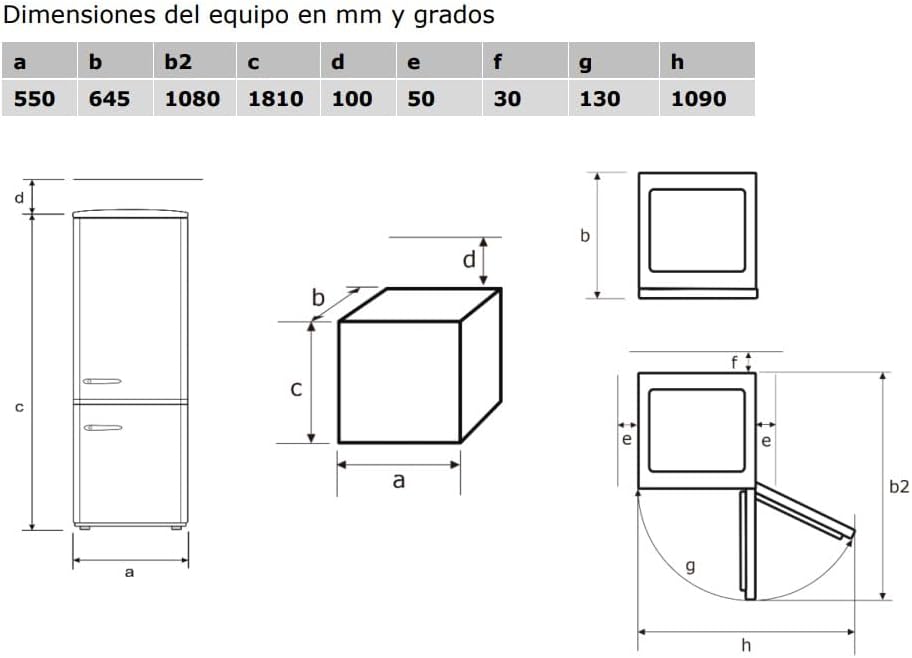 Exquisit Retro Kühlschrank RKGC250-70-H-160E Magnolienweiß - Kühl-Gefrierkombination 244 L, freistehend, LED-Licht, Glasablagen, Chromgriff