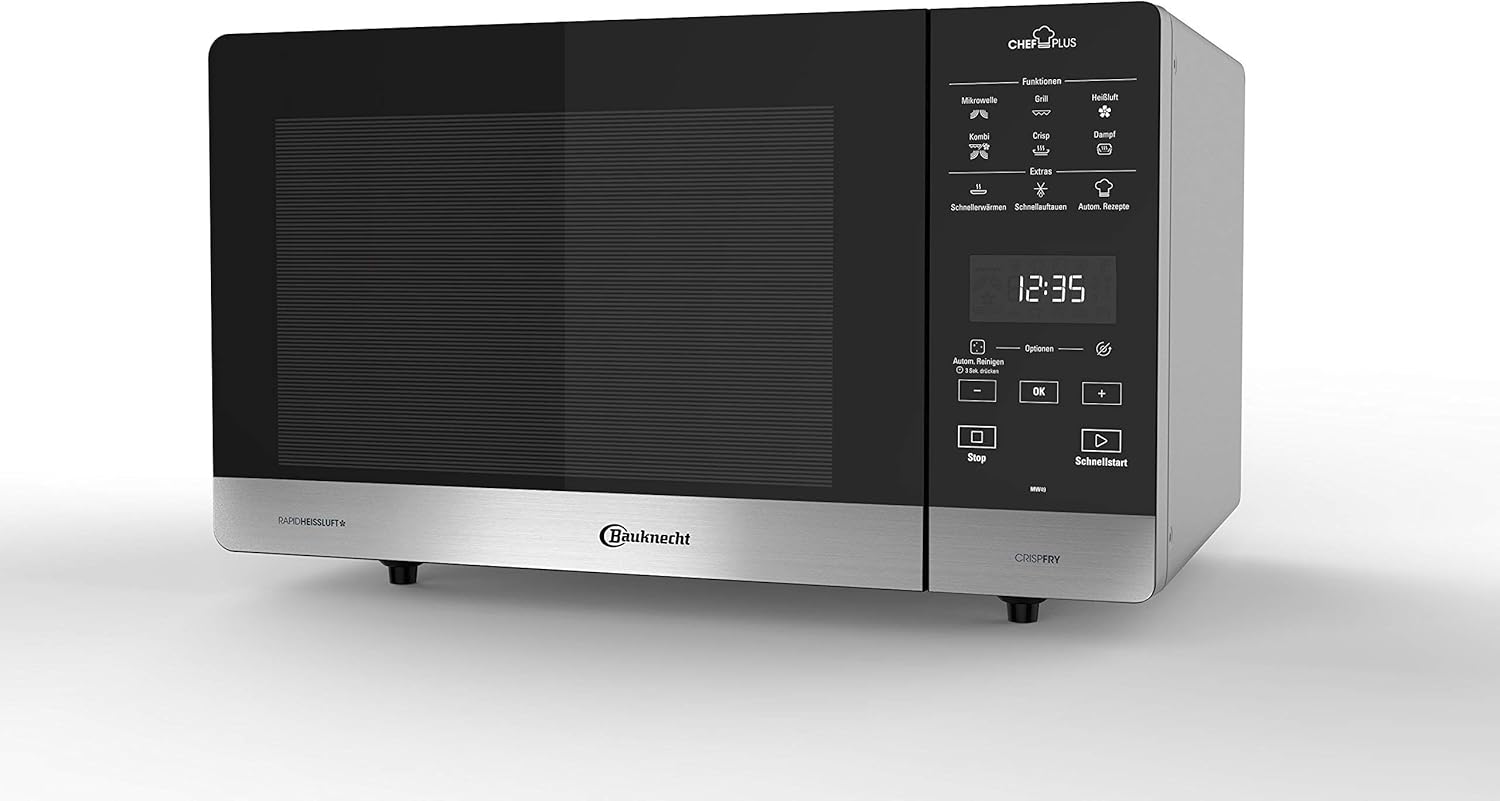 Bauknecht MW 49 SL Freistehender Mikrowellen Backofen/ Mikrowelle 800 Watt/ Quarz-Grill 900 Watt/ Heißluft 1700 Watt/ Dampfgarfunktion inkl. Dampfgarbehälter