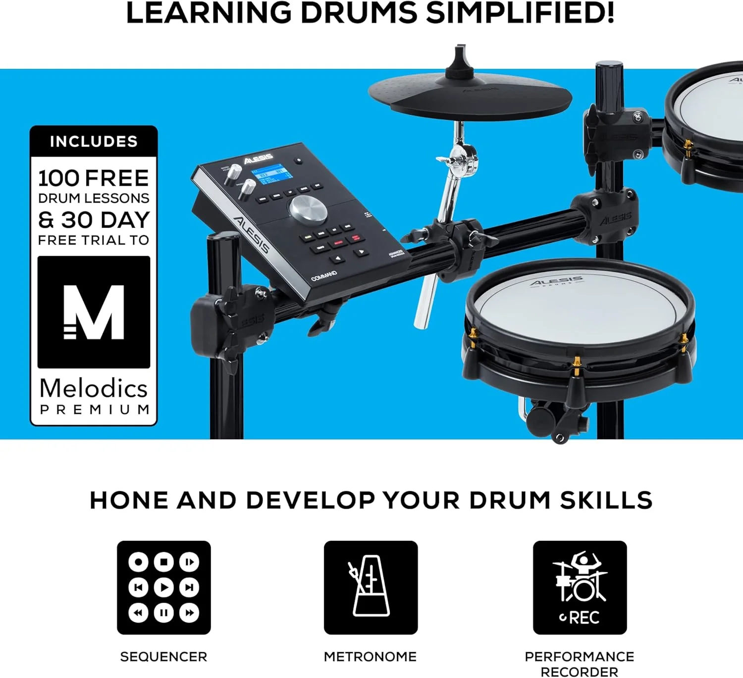 Alesis Drums Command Mesh SE Kit-Electric Drum Set USB MIDI Connection 600 Drum Sound