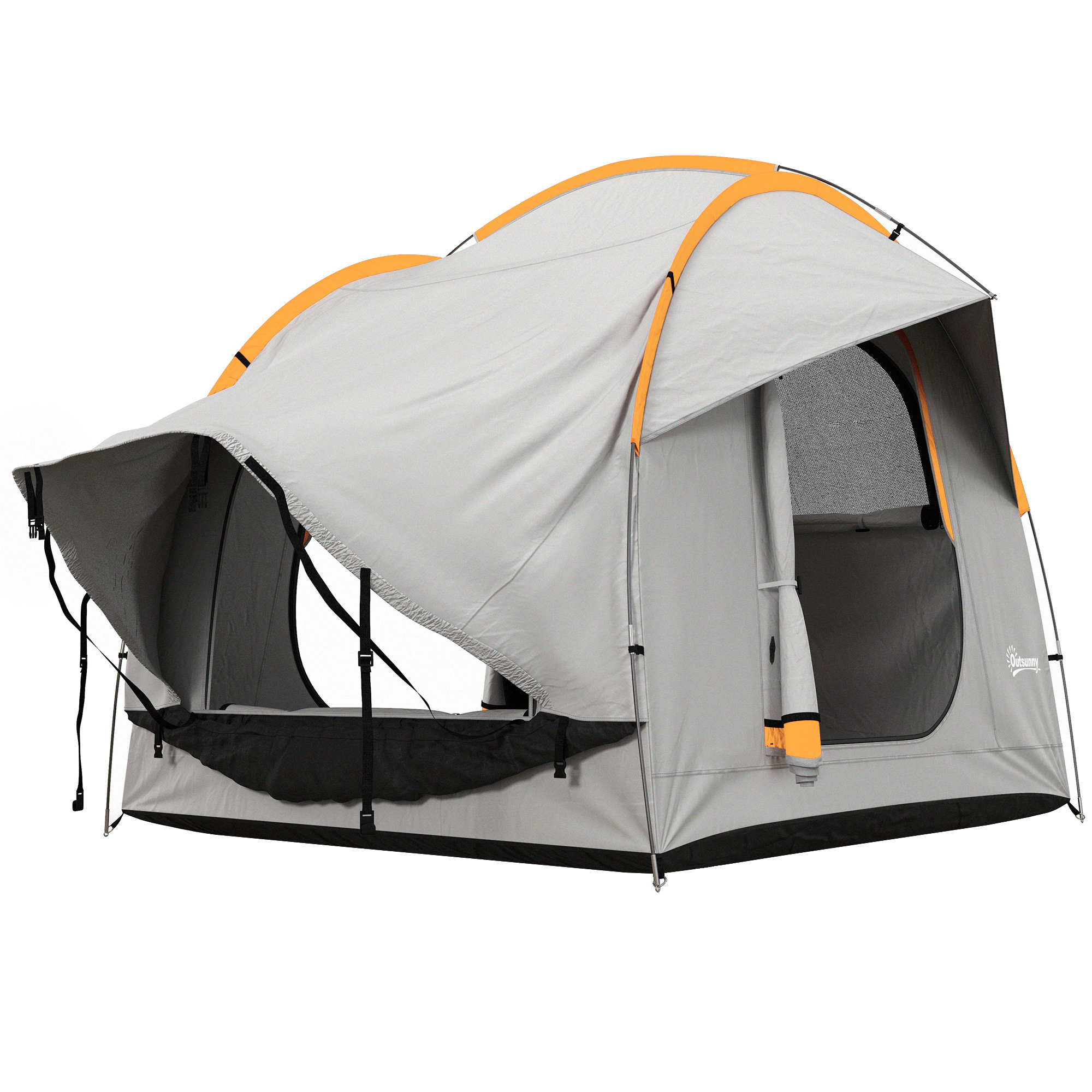 Auto-zeil Kampeertent, 3 deuren, weerbestendig, 239cm x 210cm x 210cm, Oranje + Blauw