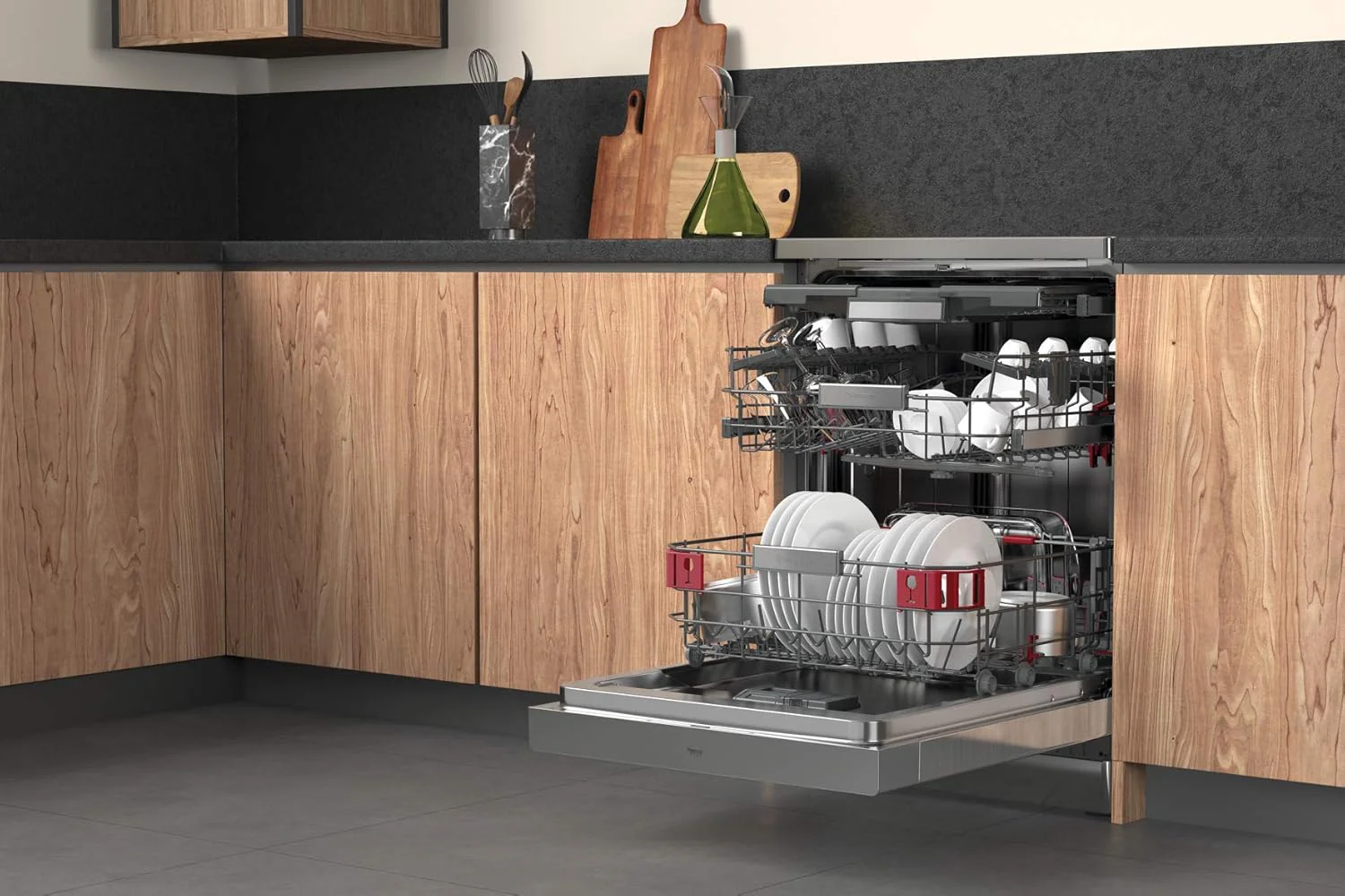 Bauknecht B7F HP43 XA Vrijstaande vaatwasser/ 60 cm/ 15 couverts/ PowerClean Pro-Effectieve hogedruksproeiers/ Natural Dry-Automatische deuropening-Betere droging/ Maxi Space-Meer binnenruimte