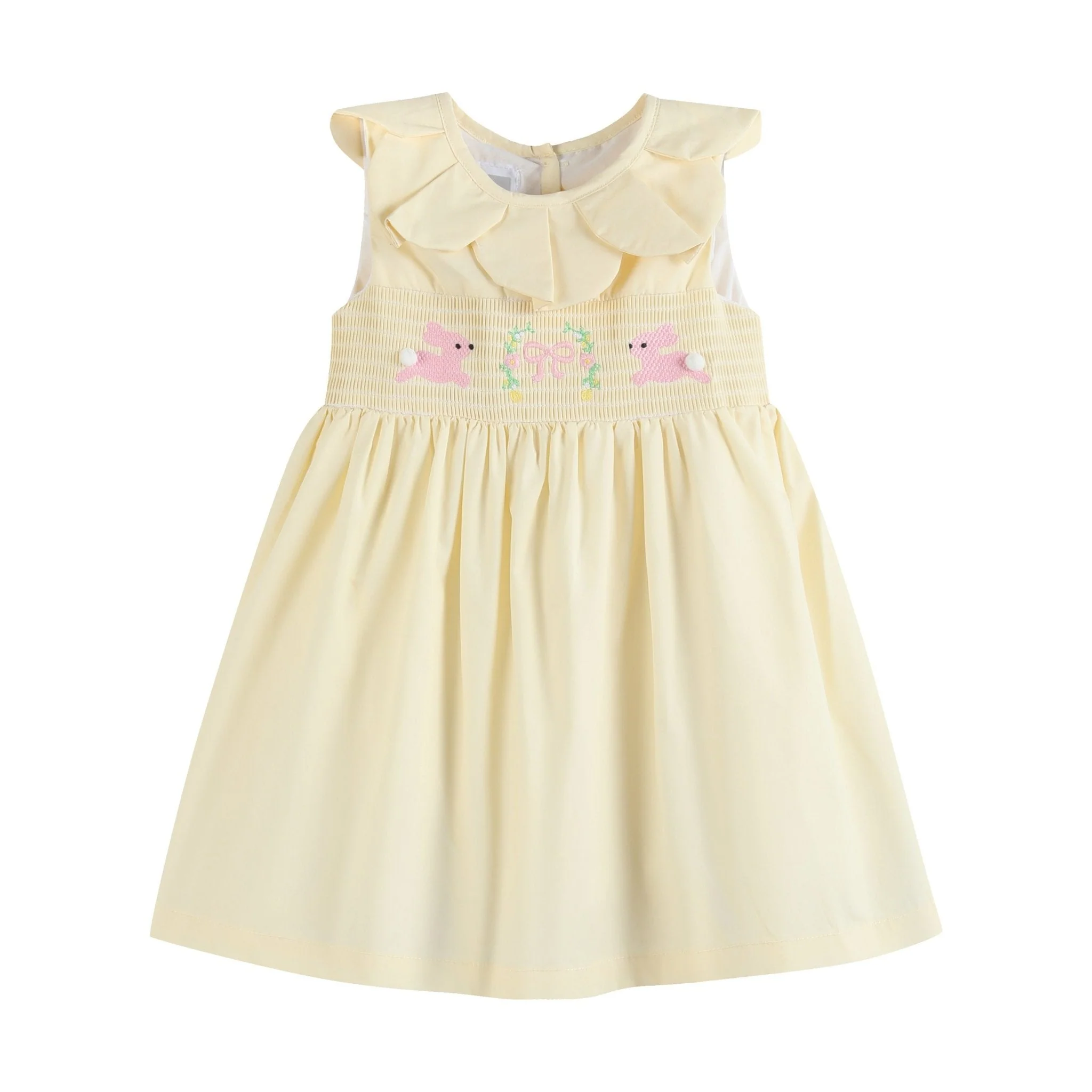 Yellow Petal Collared Smocked Dress