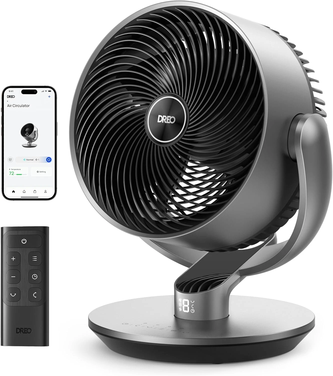 16 inch 25dB stille slimme ventilator voor slaapkamer, DC kamer ventilator met afstandsbediening, 120��+120�� oscillatie