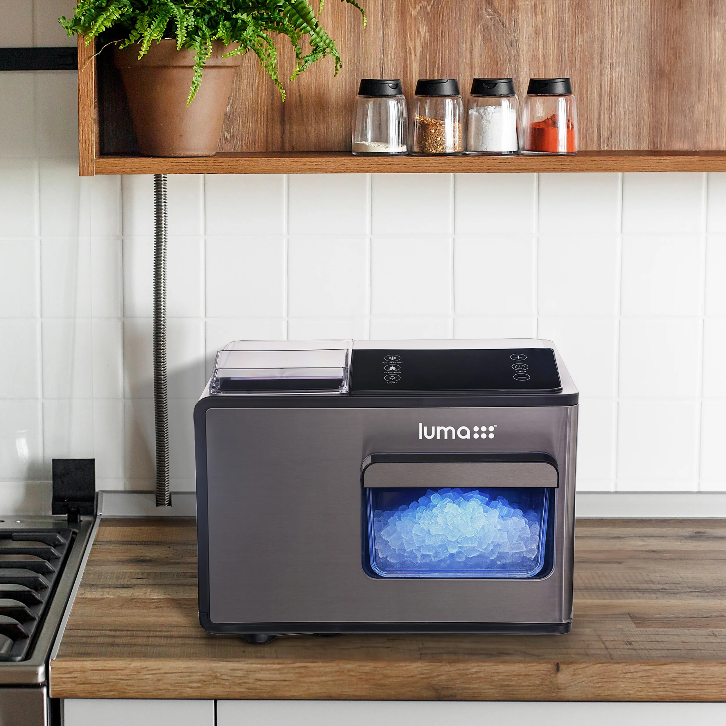 2025 Luma? Bovenblad Ijsmachine, Nugget Ijs, 44 lbs/dag, Zwart Roestvrijstaal