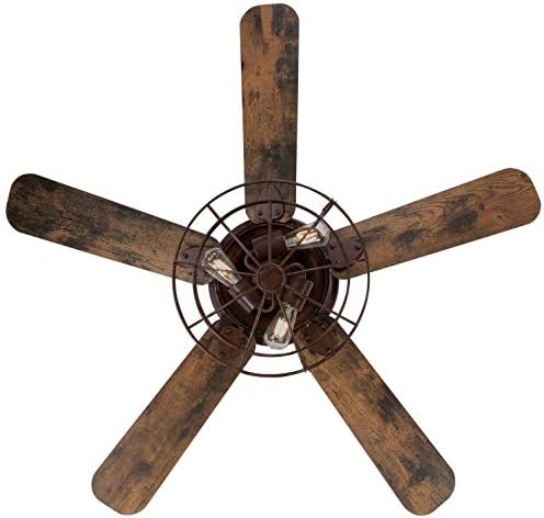 Westinghouse Lighting 7220540 Ventilateur de Plafond D'Intérieur Barnett de 122 cm en Bois Nu, Kit DÉclairage LED à Variateur avec Abat-Jour Cage, Télécommande Incluse