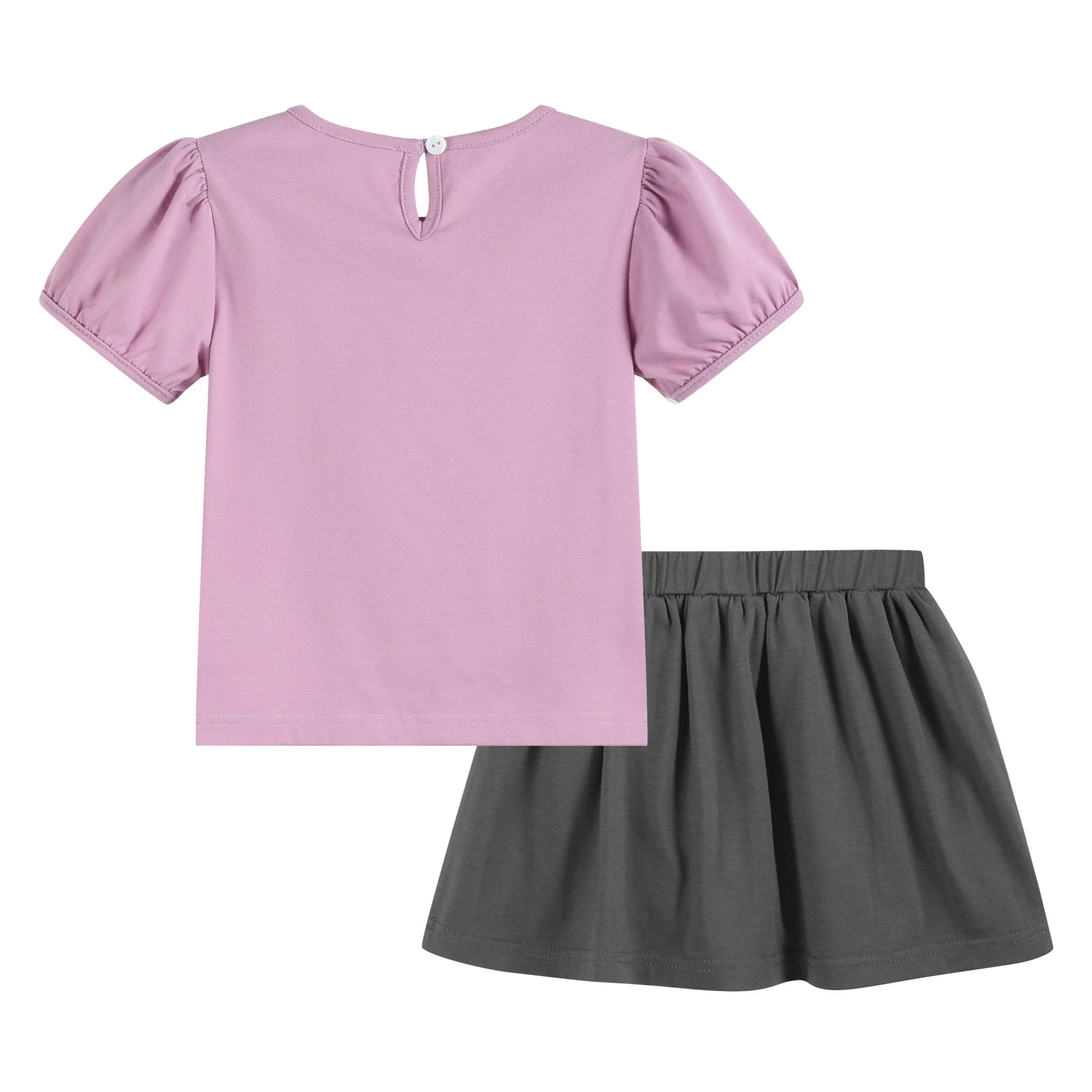 Purple Halloween Ruffle Top and Gray Skort Set