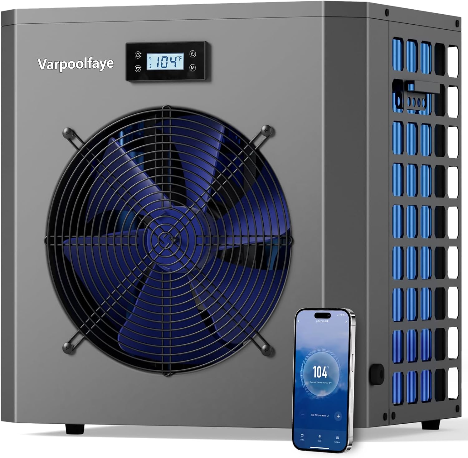 5KW Elektrische Pool Wärmepumpe Für Aufstellpool Poolheizung Wärmepumpe Schwimmbad Bis 20.000 l 20 m³ WiFi Steuerung 220v 240v 50Hz