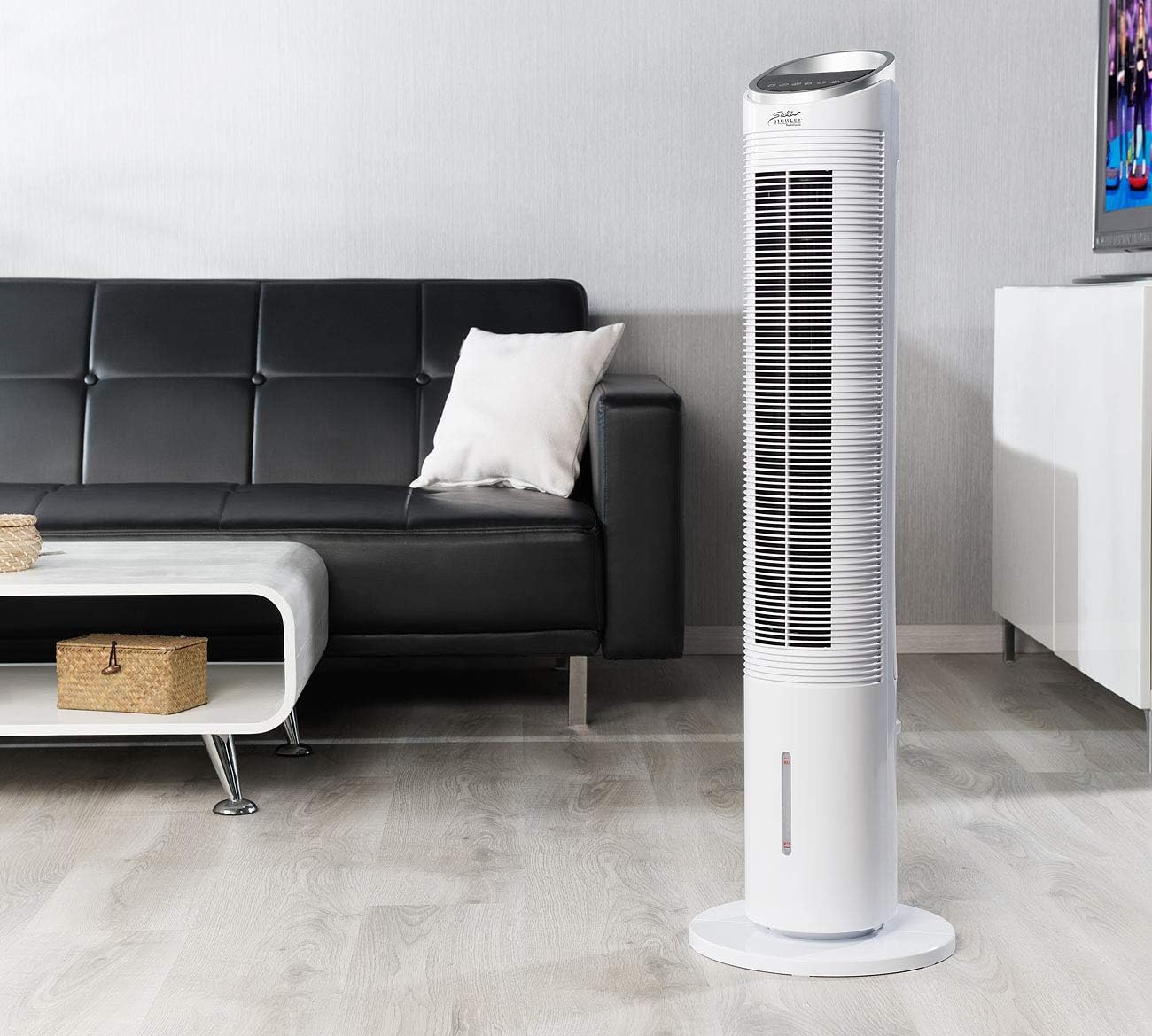 Sichler Haushaltsgeräte Turmluftkühler: 3in1-WLAN-Luftkühler mit App, für Siri, Alexa & Google Assistant, 60 W (Turmventilator mit Luftbefeuchter, Turmventilator mit Fernbedienung)