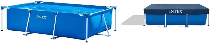 Intex 28271Np Small Frame Piscina Desmontable, 260 X 160 X 65 Cm, 2.282 Litros + 28038 Cobertor Piscina Rectangular Prisma/Small Frame 300 X 200 Cm