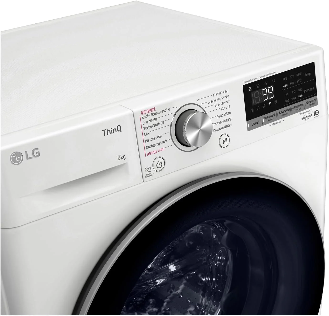 LG F4WV7080, Klasse A, Voorlader Wasmachine 8 kg, 1400 tpm, AI Direct Drive, Wi-Fi, Dieptereiniging met Stoom, Grote Capaciteit, TRIPLE A, Veiligheidsglas Buitendeur, 62 x 60 x 85 cm ? Wit