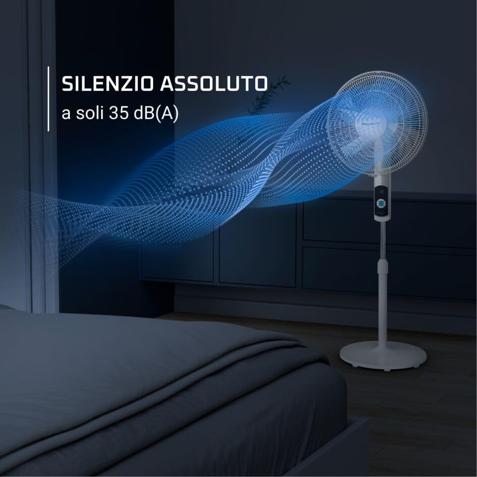 Rowenta Turbo Silence, Ventilateur sur pied, Silencieux, Puissant, Design durable, Écoénergétique, Timer 12h VU5650F0, Blanc (Lot de 2)
