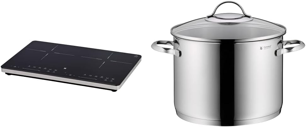 WMF Kult X Doppel- Induktionskochfeld 2 Platten, Kochplatte bis 28 cm, 2 Kochzonen, 8 Stufen, Topferkennung,Touch-Display, Glaskeramik, Timer-Funktion, 3500 W