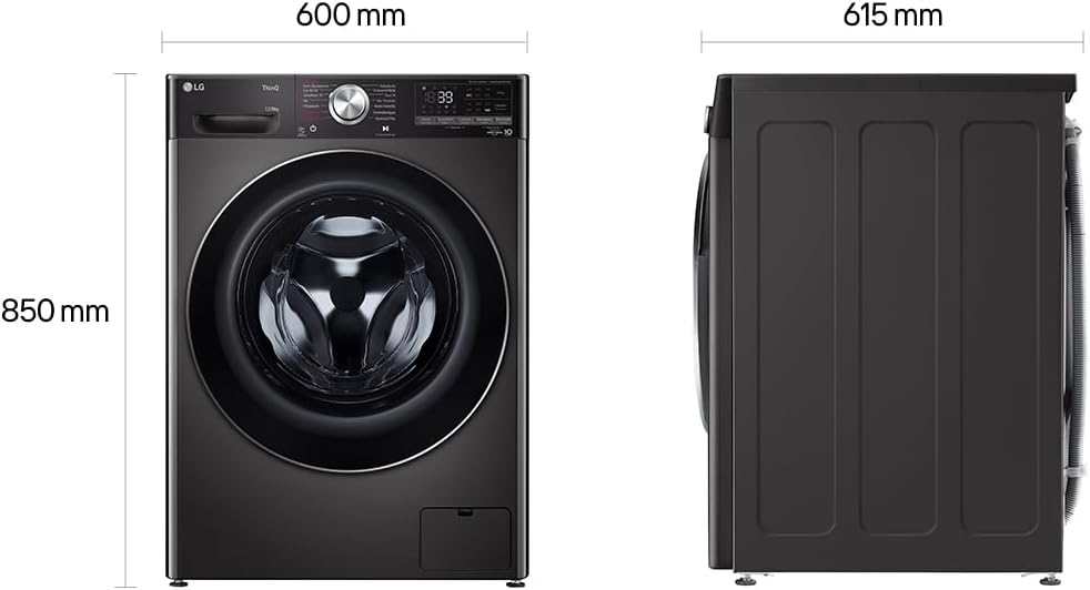 V9WD128H2B, Klasse A, Waschtrockner 12-8 kg, 1360 U/min, AI Direct Drive, Nachlegefunktion, Schnellwaschgang in 39 Min., mit Dampf, 60 x 61 x 85 cm - Black Stainless Steel