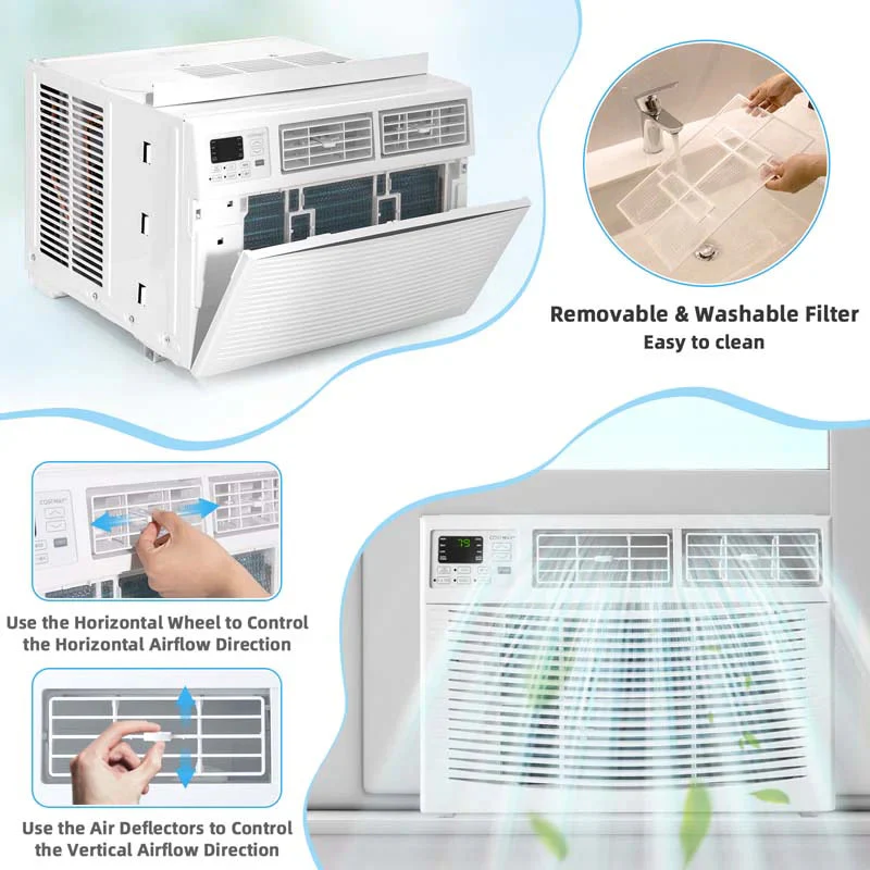 10000 Btu Quiet Window Air Conditioner With Remote Amp Eco Mode Energy Star Certified 3 In 1 Window Ac Unit With Dehumidifier