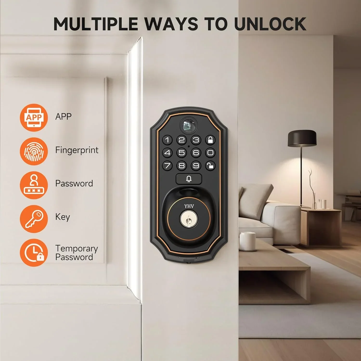 Keyless Entry Door Lock with Camera Fingerprint Smart Door Lock with App Remote Control