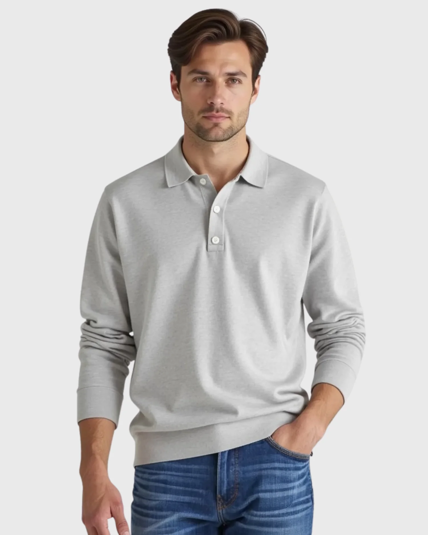Langarm-Poloshirt f��r Herren mit Knopfleiste