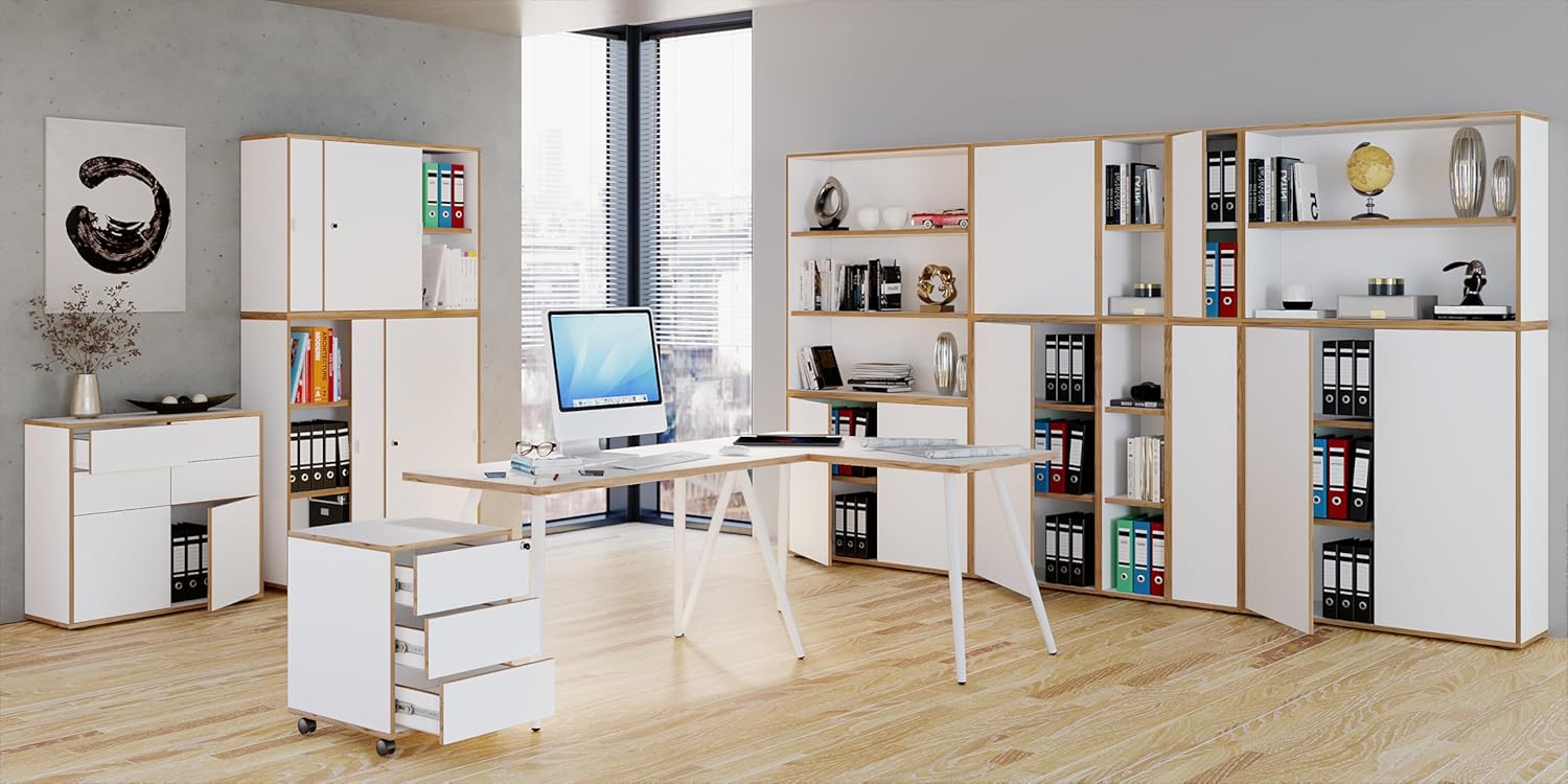 VCM Büroschrank mit 2 Fächern | moderner Aktenschrank mit Schiebetüren | Maße ca. H. 74 x B. 100 x T. 37 cm– Salia 2-Fach
