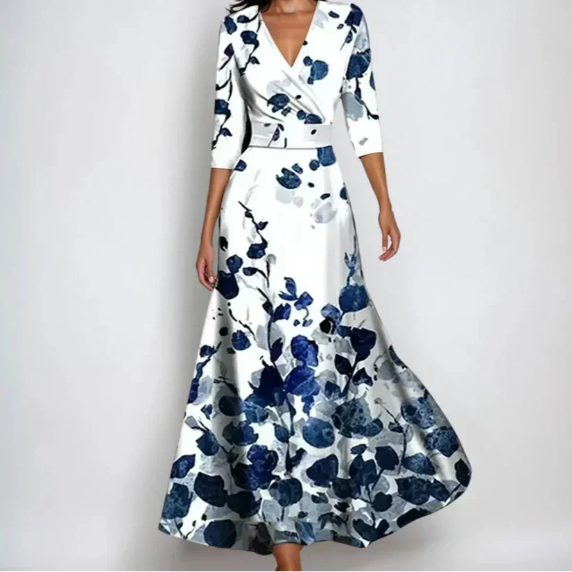Blomstret kjole til kvinder med elegant pasform til fest