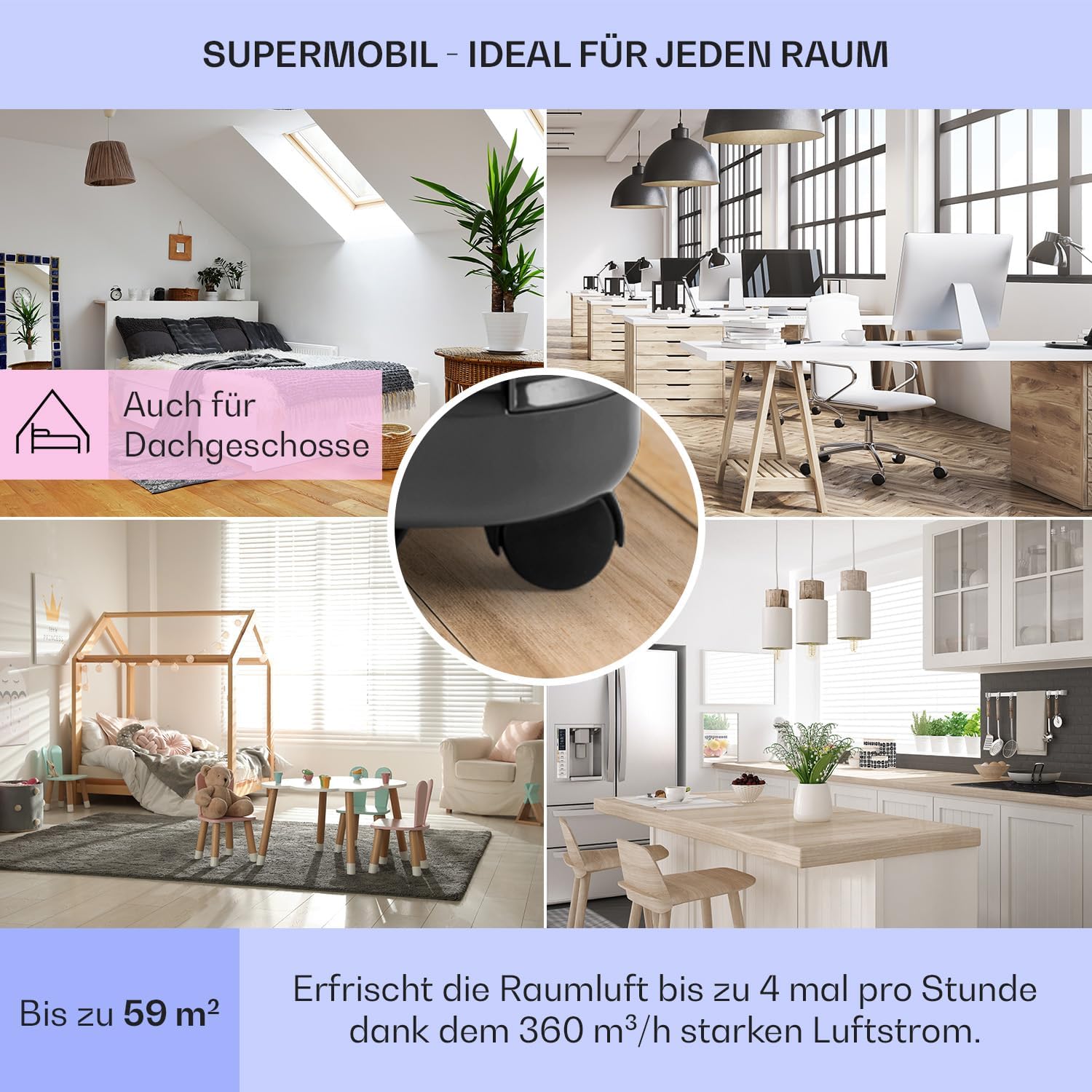 Klarstein Mobile Klimaanlage mit Abluftschlauch, 4-in-1 Klimagerät mit Ventilator, Luftentfeuchter & Nachtmodus, Kleine & Portable Klimaanlage für Wohnung & Büro, Niedriger Verbrauch, 9000 BTU