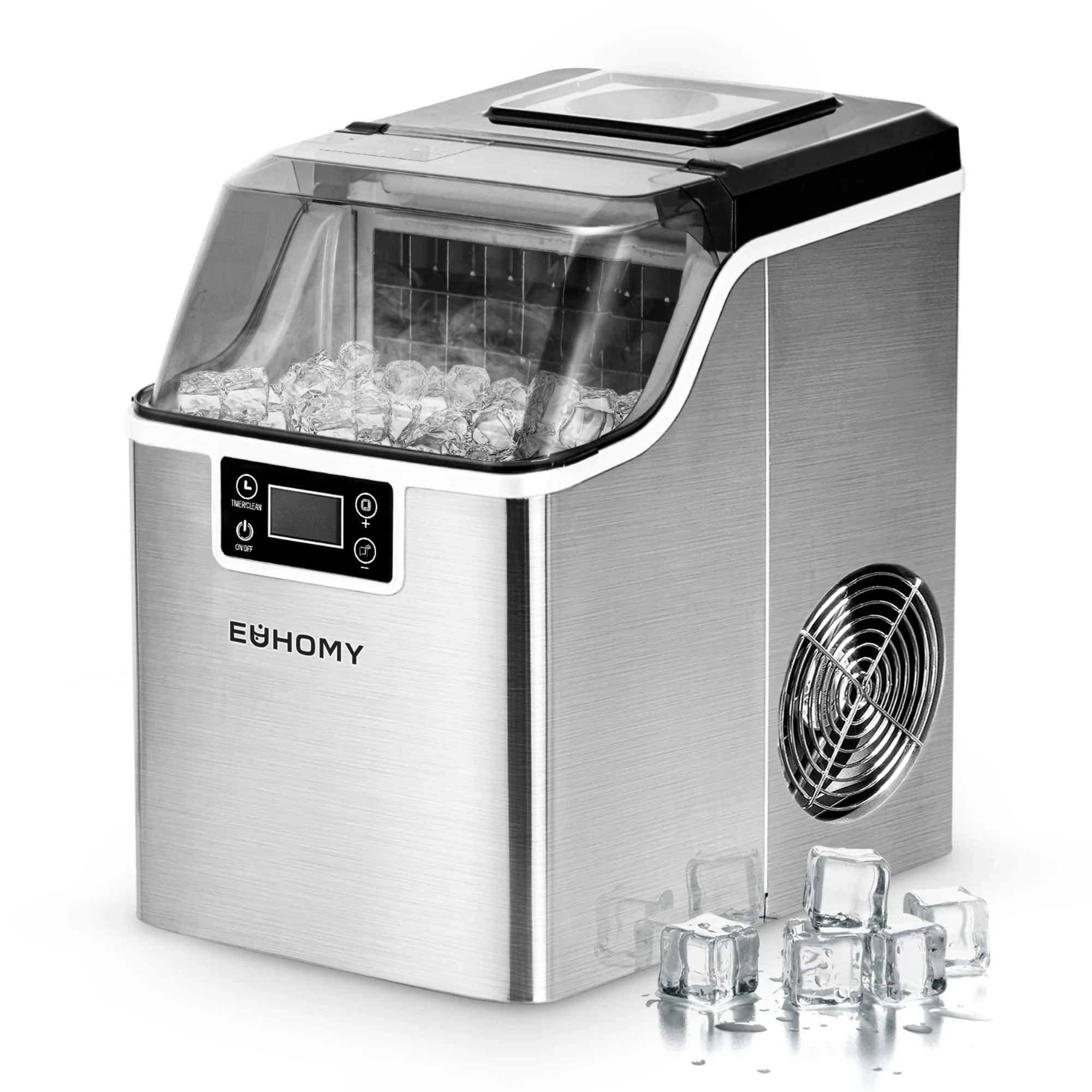 2025 EUHOMY Compacte IJsblokjesmachine van 14'' met Selecteerbare IJsdikte en Waterreservoir