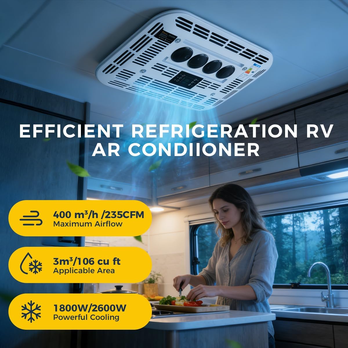 Sunster Klimaanlage Wohnwagen, 24V Dachklimaanlage für Wohnmobil, Wohnmobil Klimaanlage Kältefunktion Dachklimaanlage für PKW RV LKW Camper Bagger, Weiß